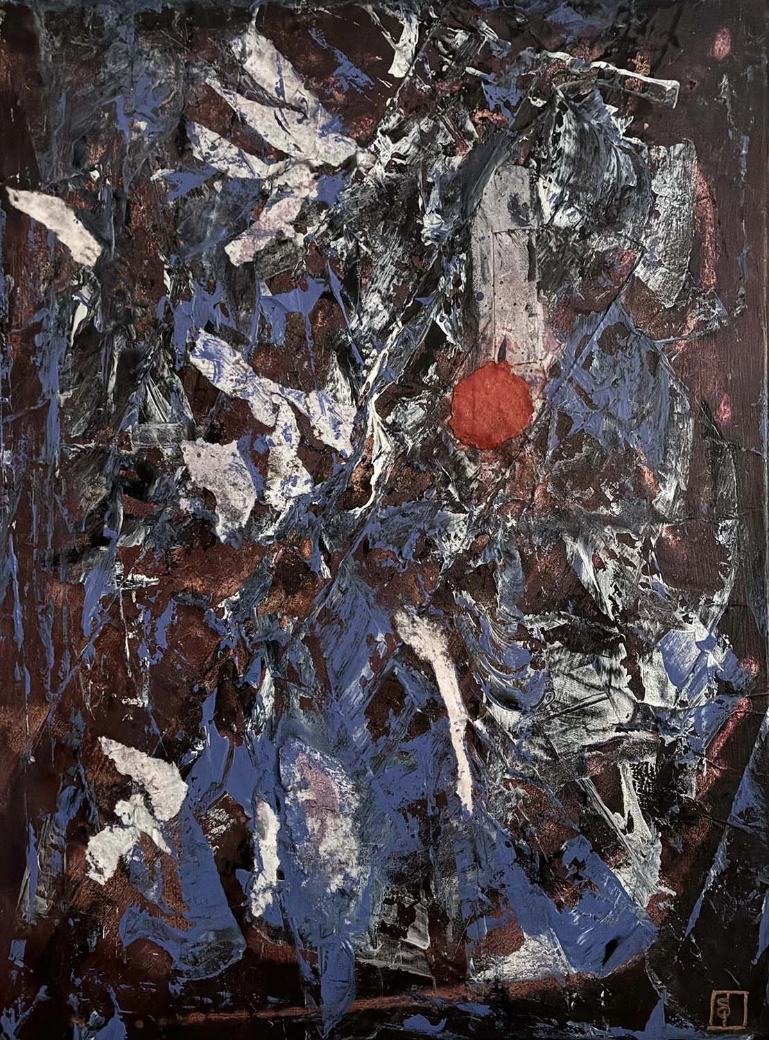 The Beginning Painted hanji collage 18x24