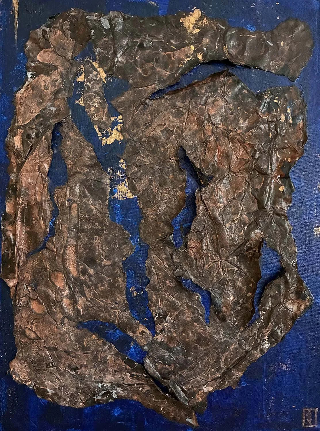 Looming Painted hanji collage 18x24