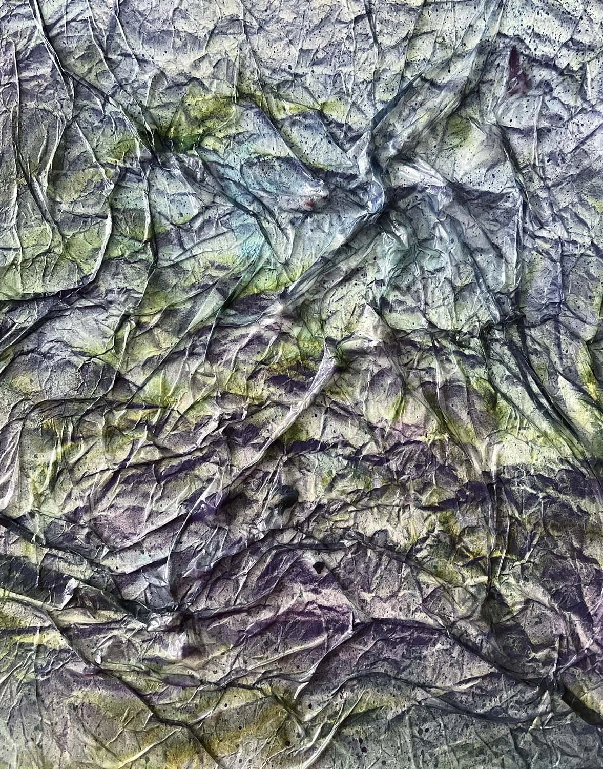 Stream Flow Painted hanji collage 16x20