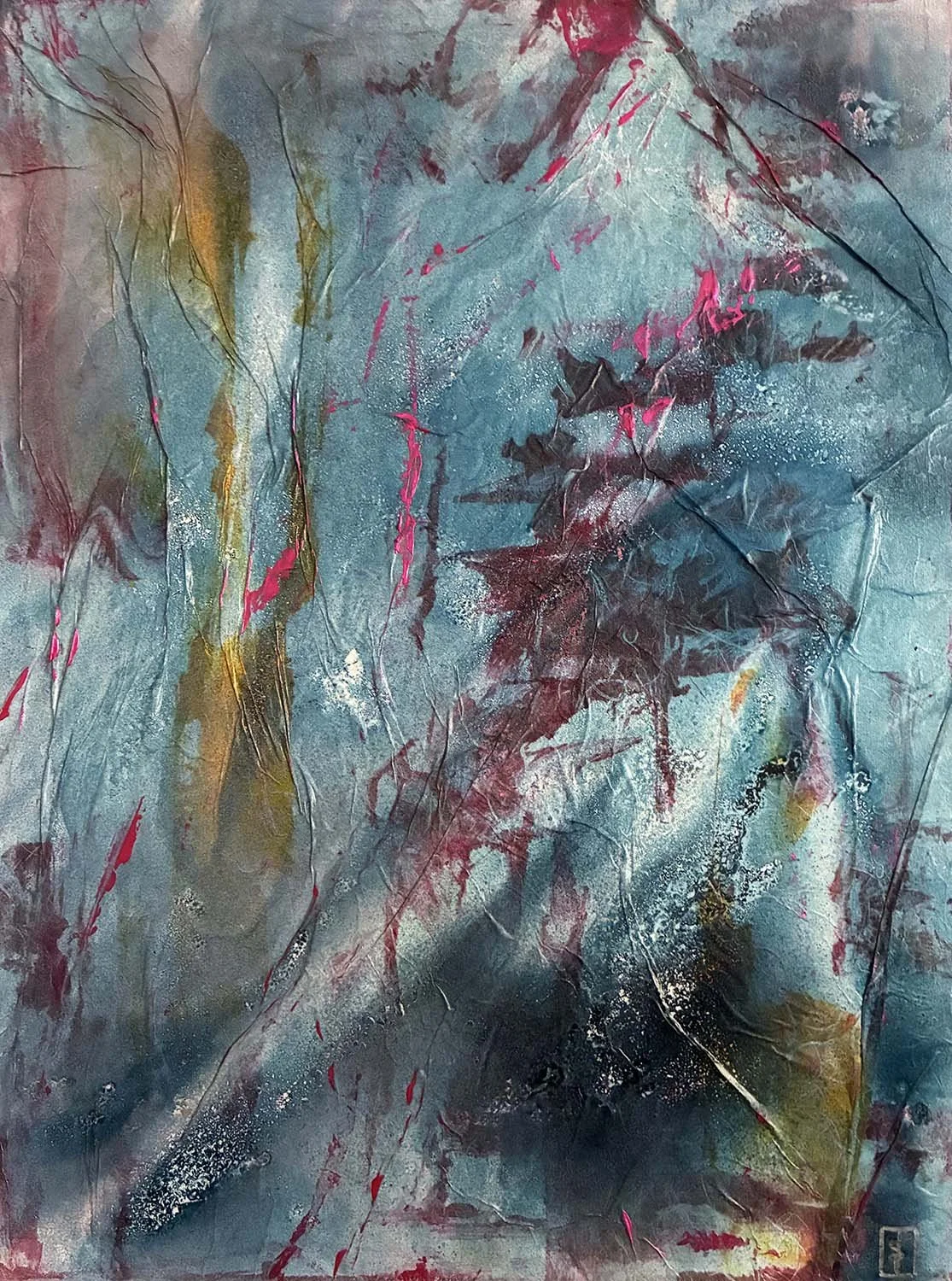 From the Beginning Painted hanji collage 18x24