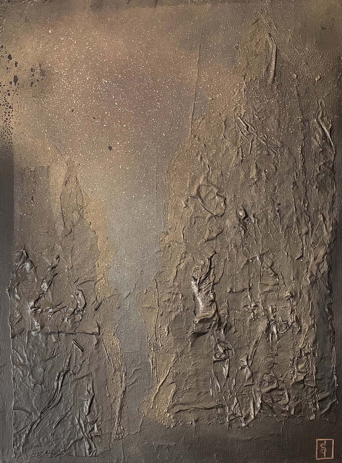 Chasm Painted hanji collage 18x24