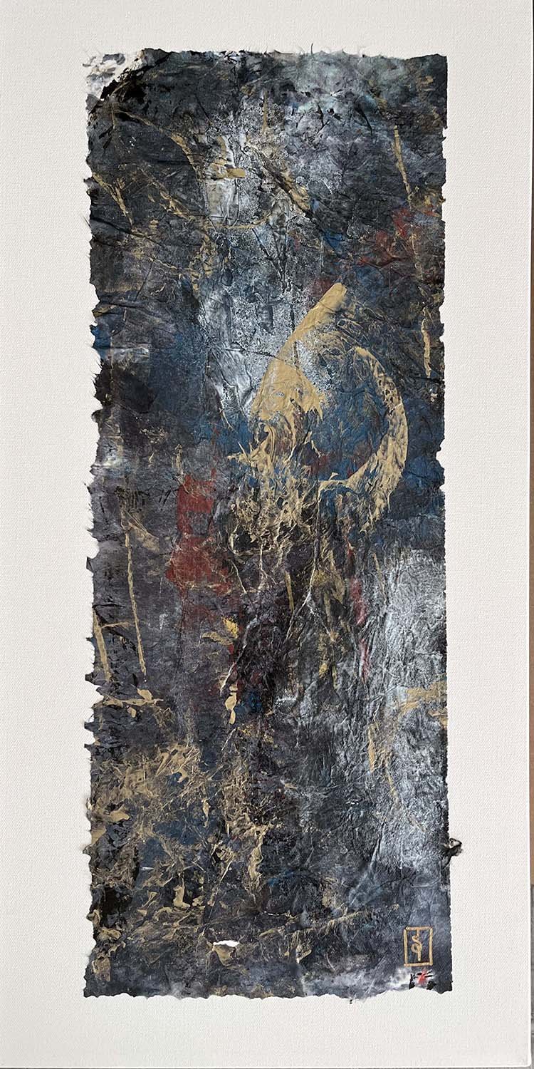 Formation II Painted hanji collage 12x24