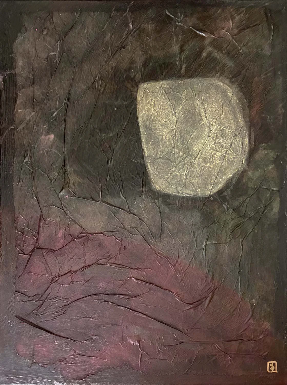 Source Painted hanji collage 18x24-framed