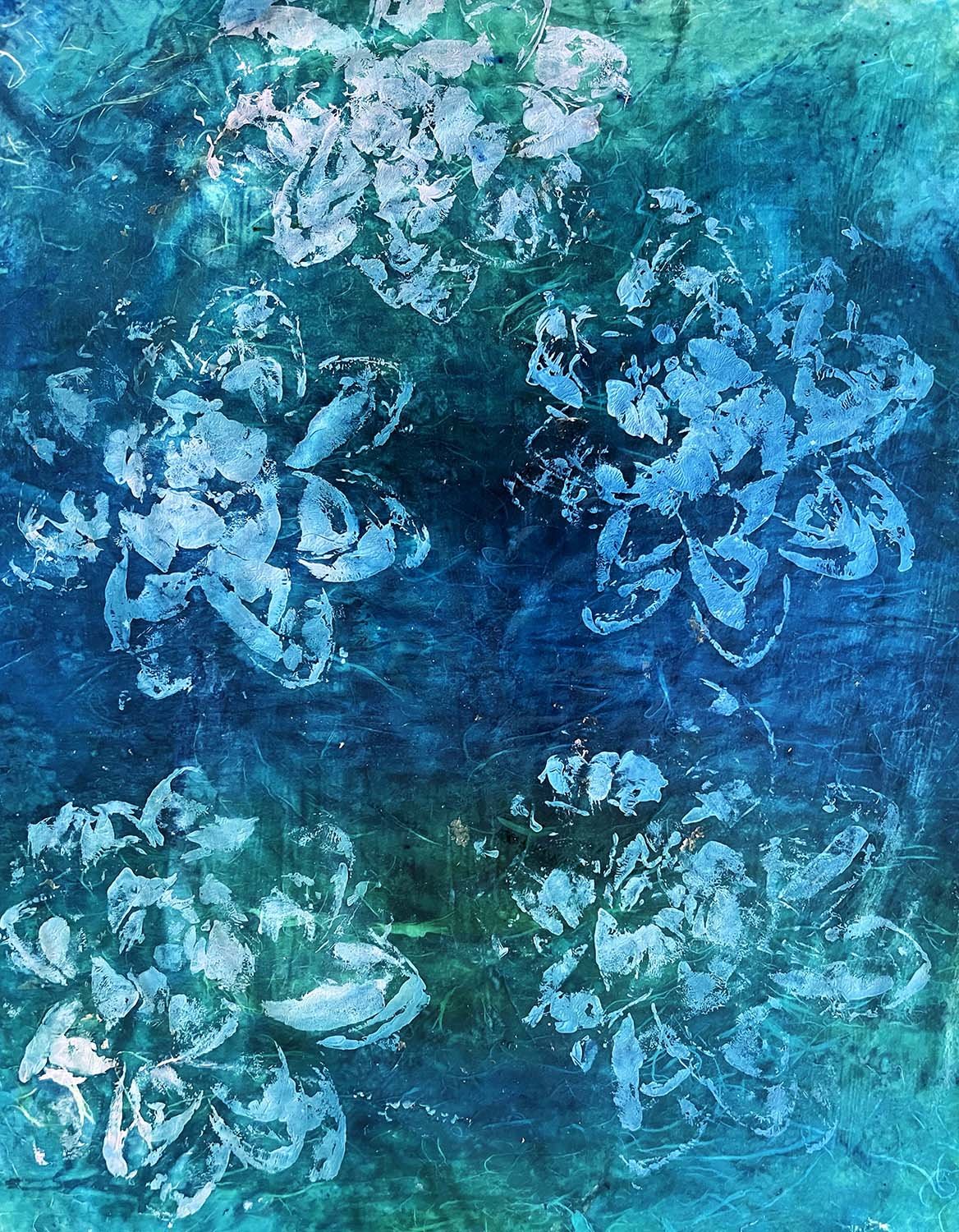 Floral Pattern Painted hanji 18x22