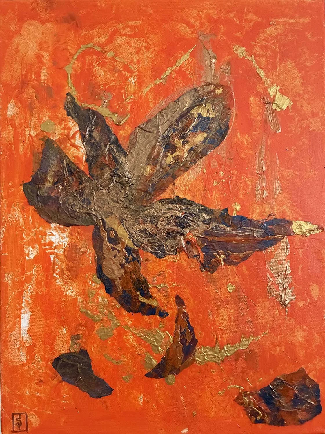 Breeze Catching Painted hanji collage 18x24