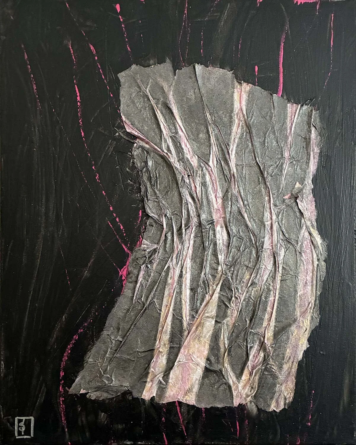 Earthly Life Painted hanji collage 16x20