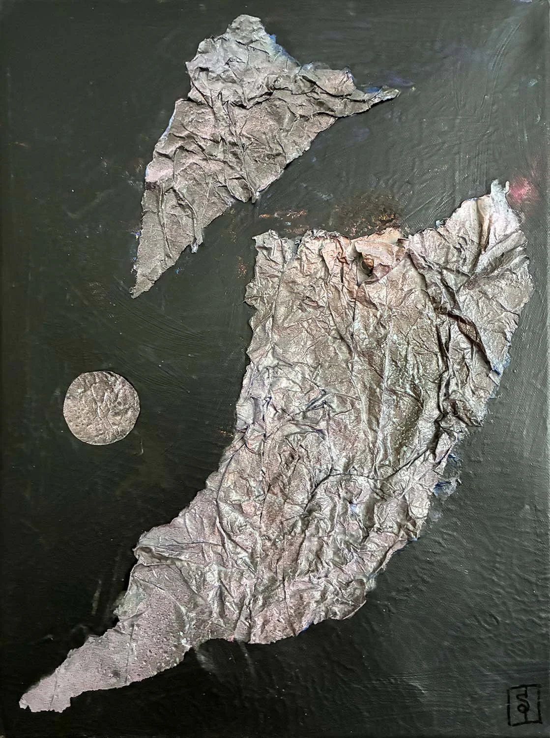 An Unlikely Prism  Painted hanji collage  12x15