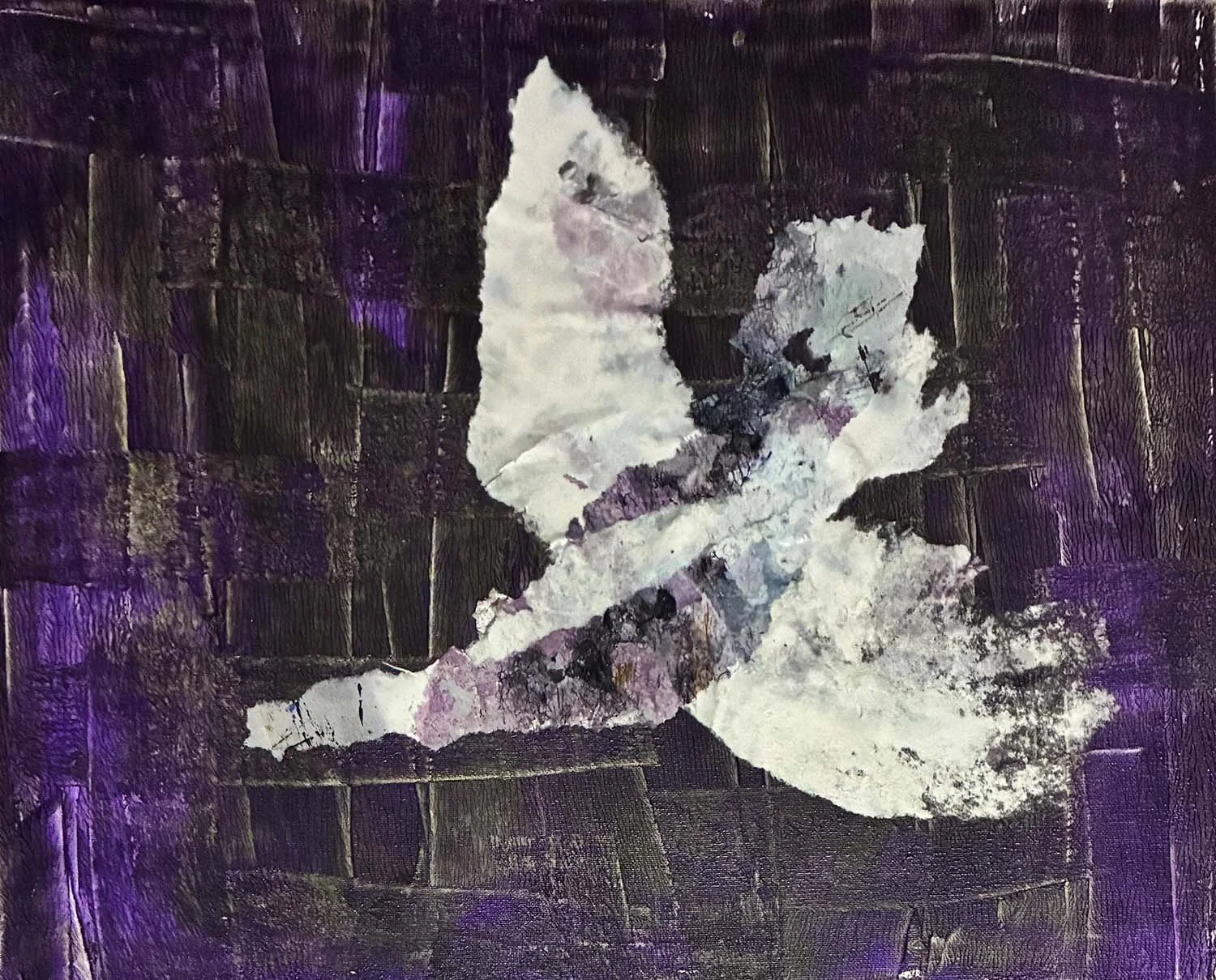 Taking Flight Painted hanji collage 20x16