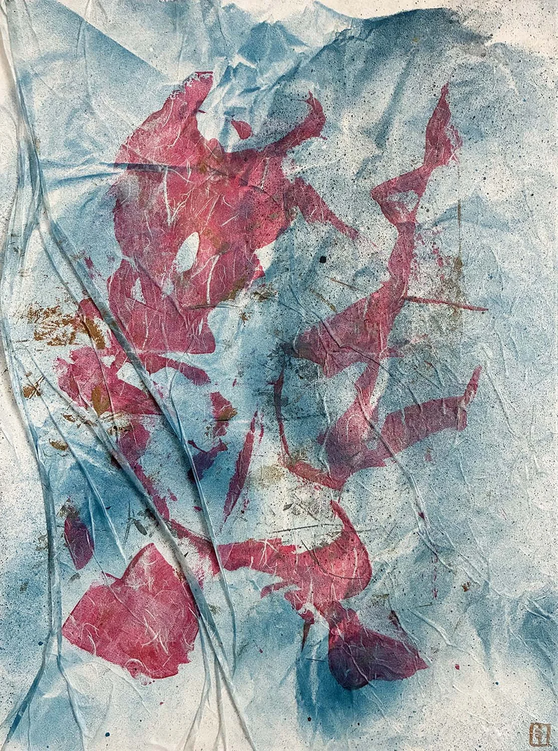 Dance of the Day Painted hanji collage 18x24