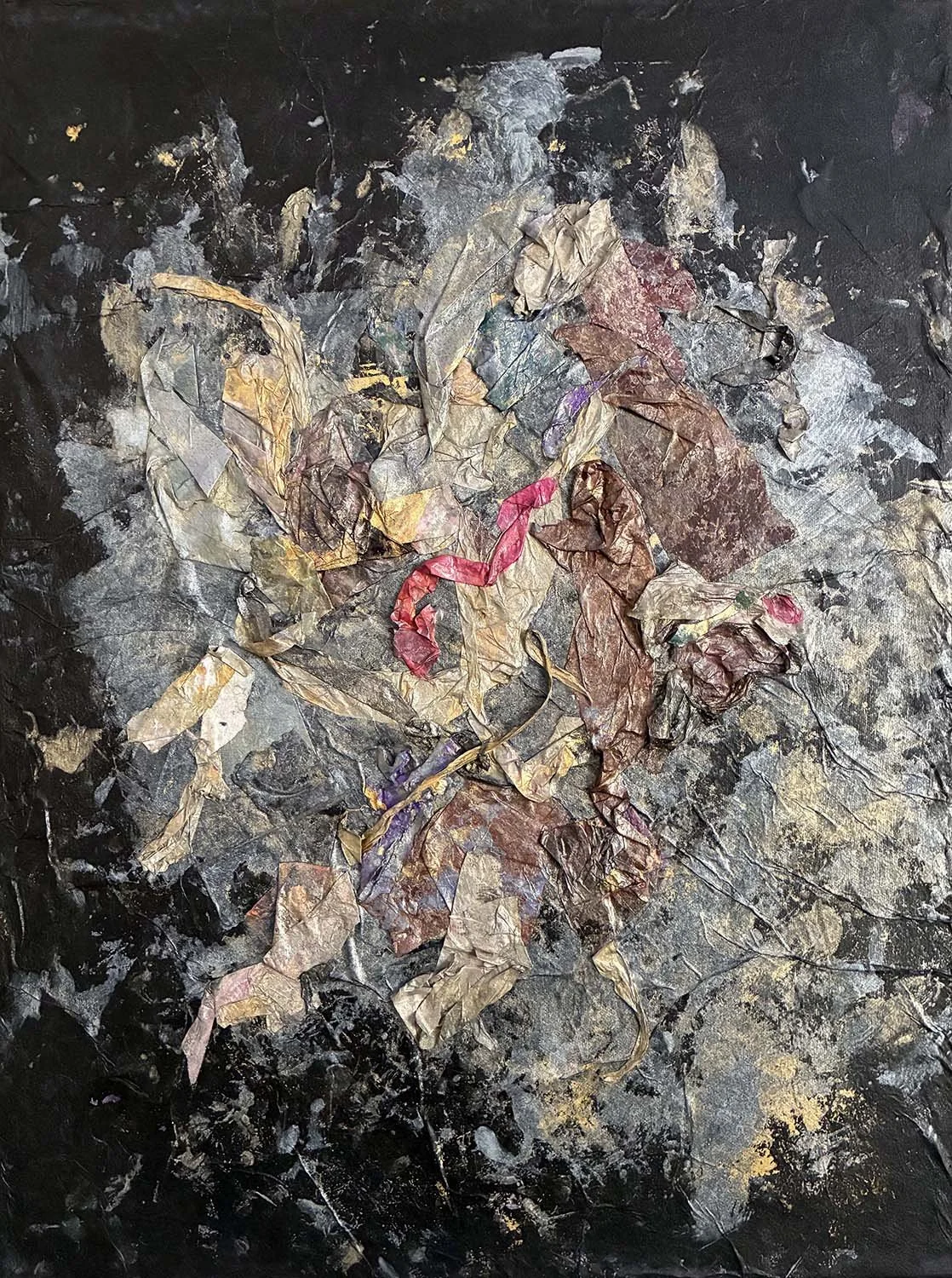 Art as a Comet in Flight Painted hanji collage 18x24