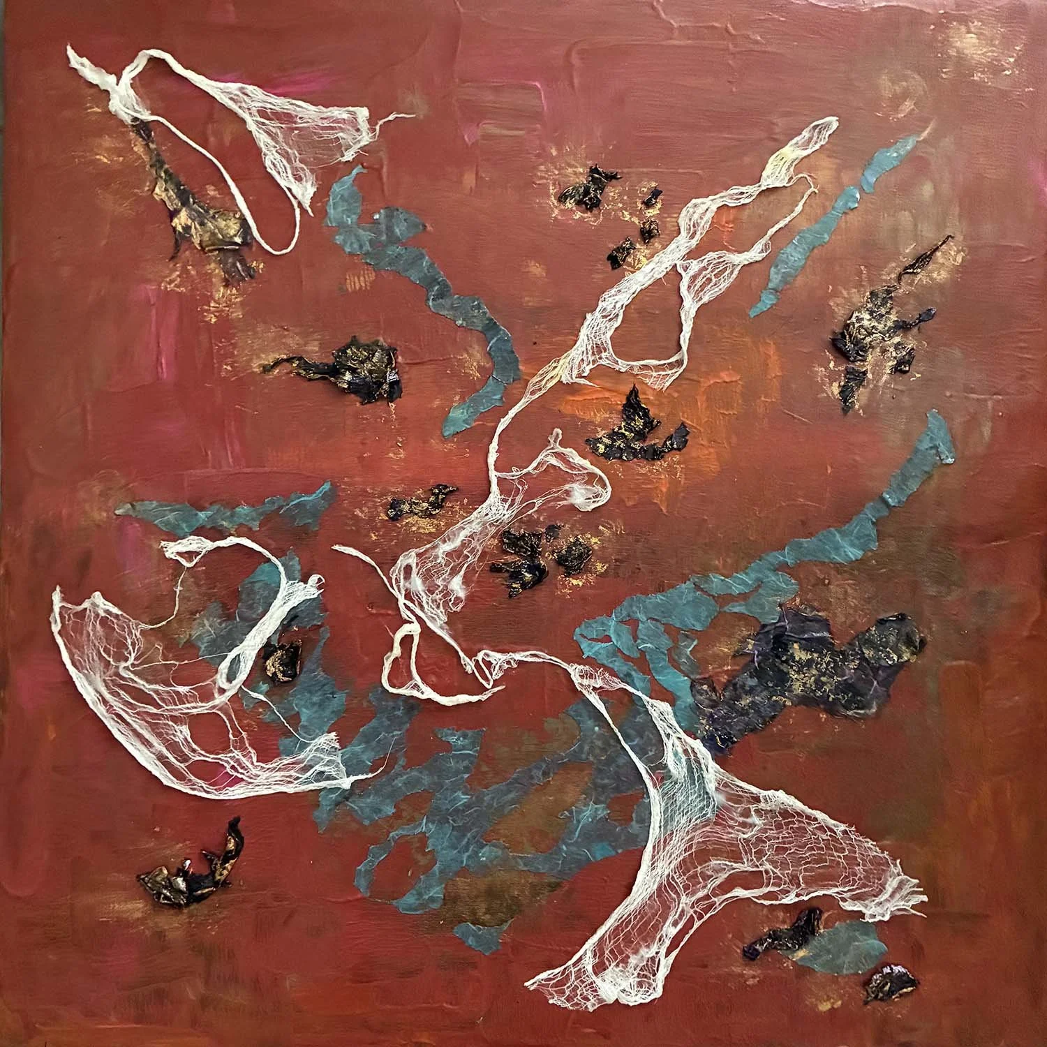 Passage Painted hanji collage 24x24