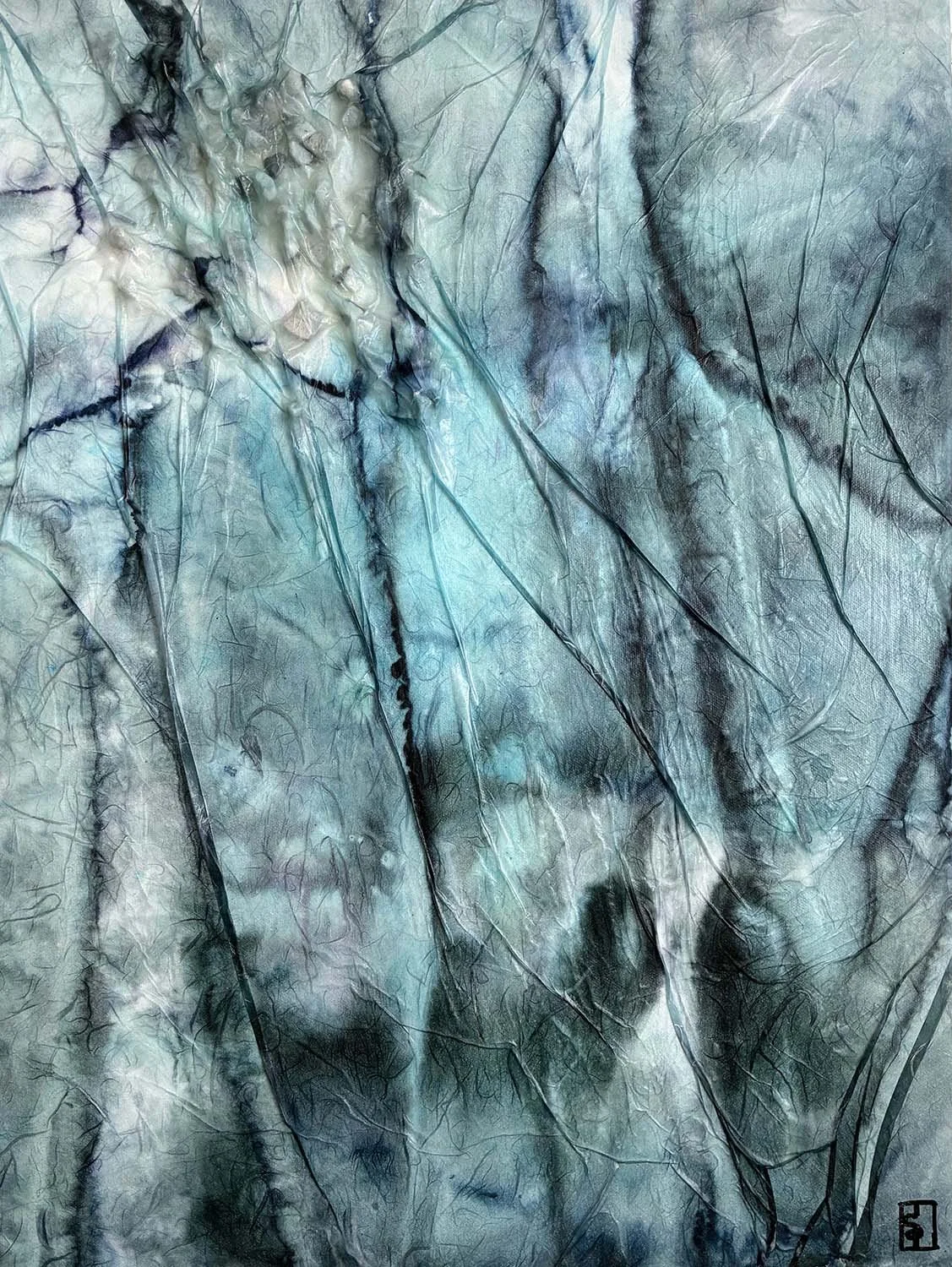 Unlikely Figures Painted hanji collage 18x24