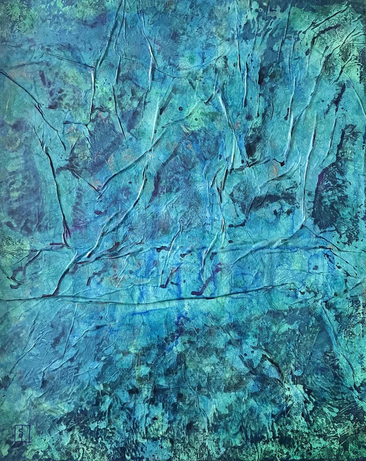 Ground Water Painted hanji collage 16x20