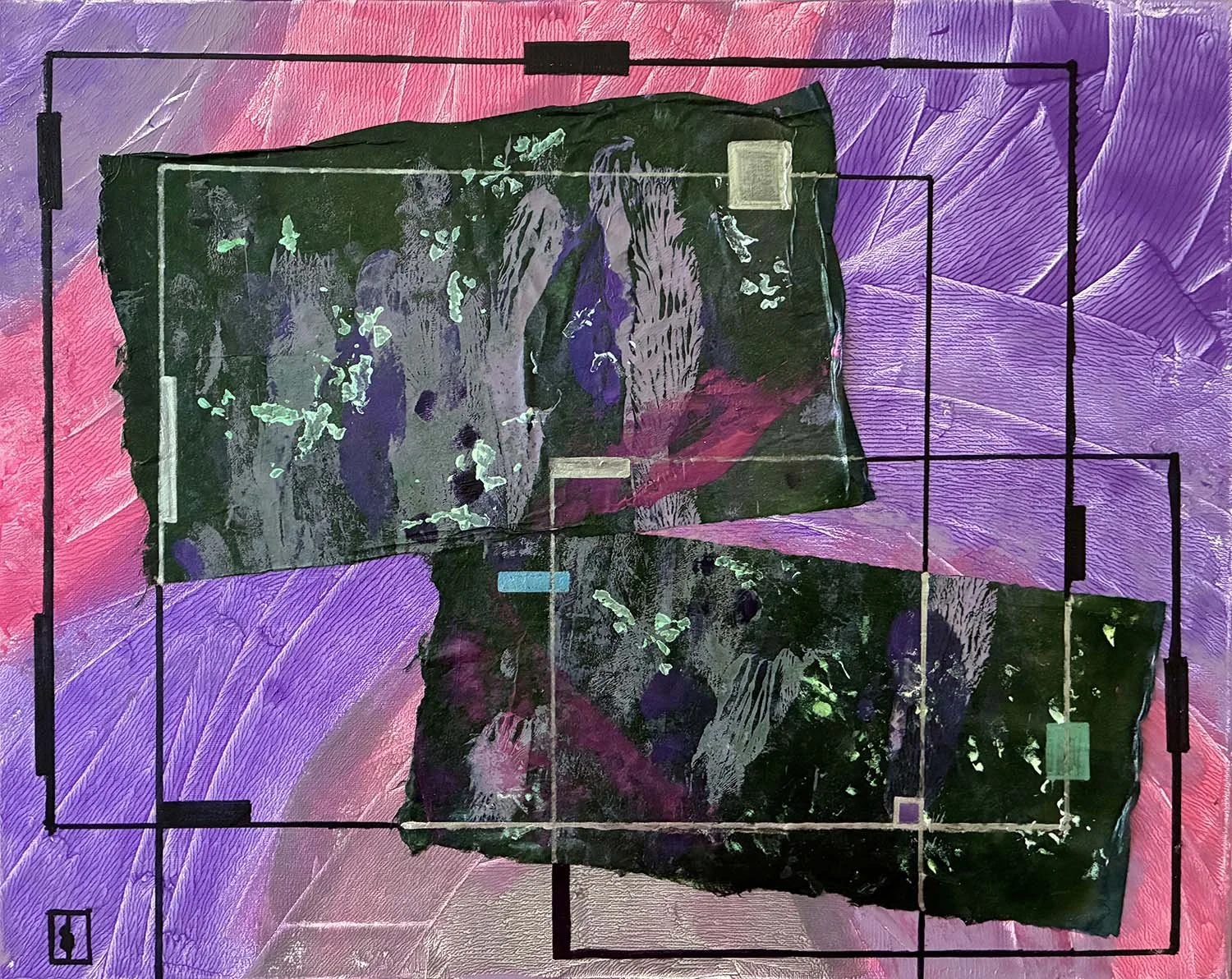 Collision Painted hanji collage 20x16