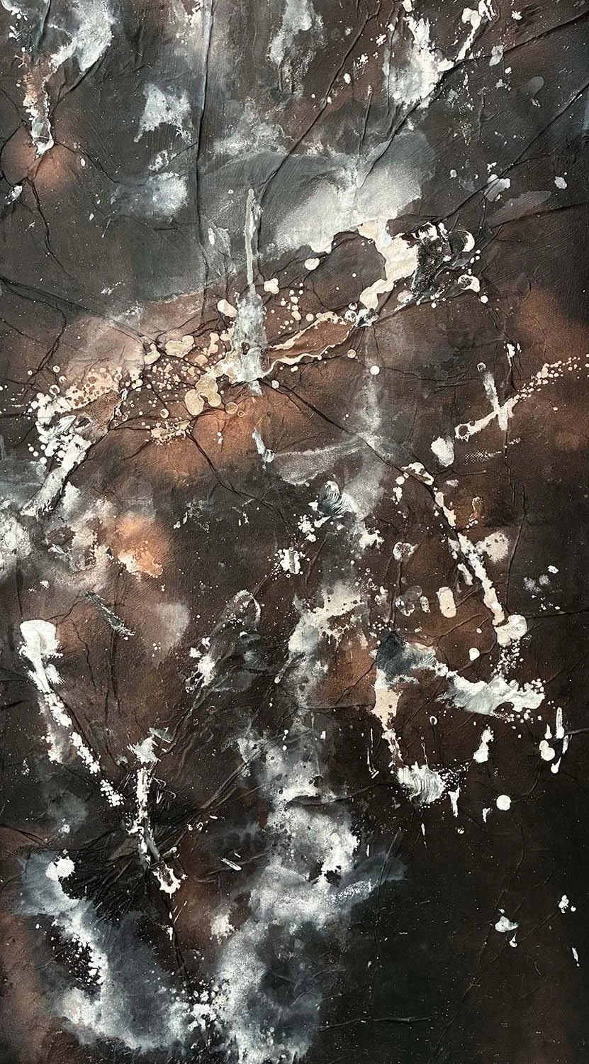 Anthropic Constellations Painted hanji collage 21x38