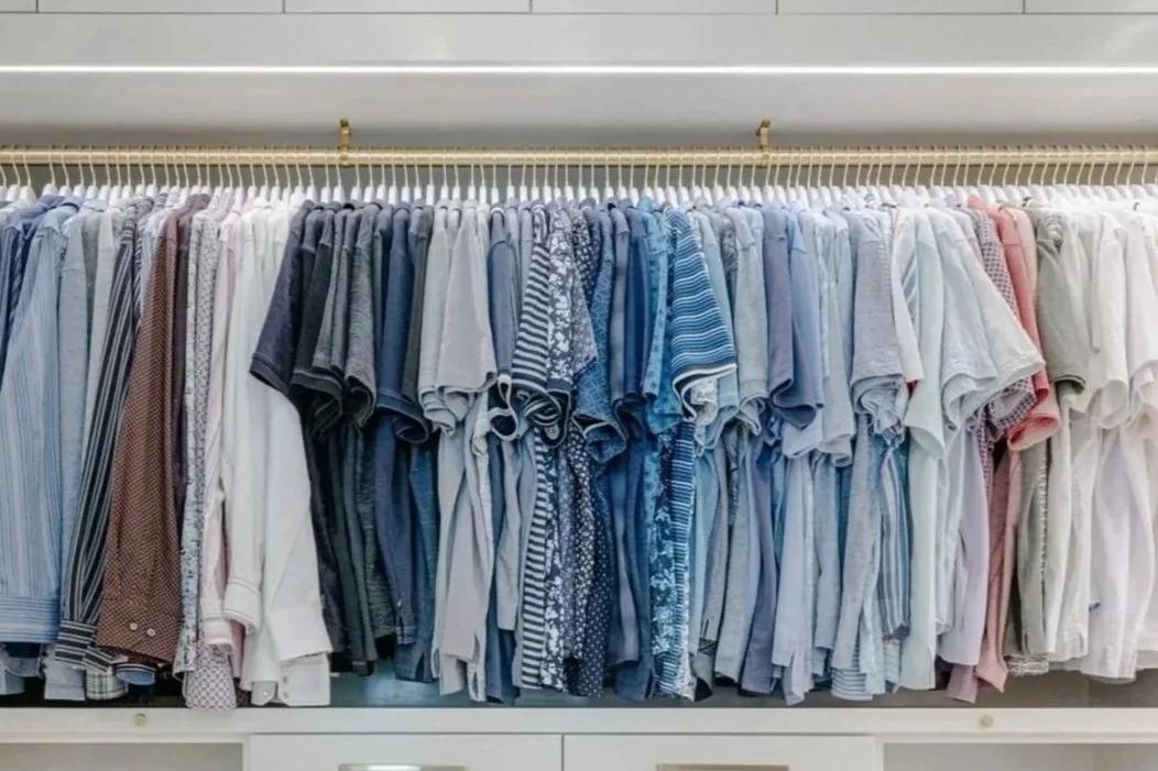 Modern closet hanging rod.