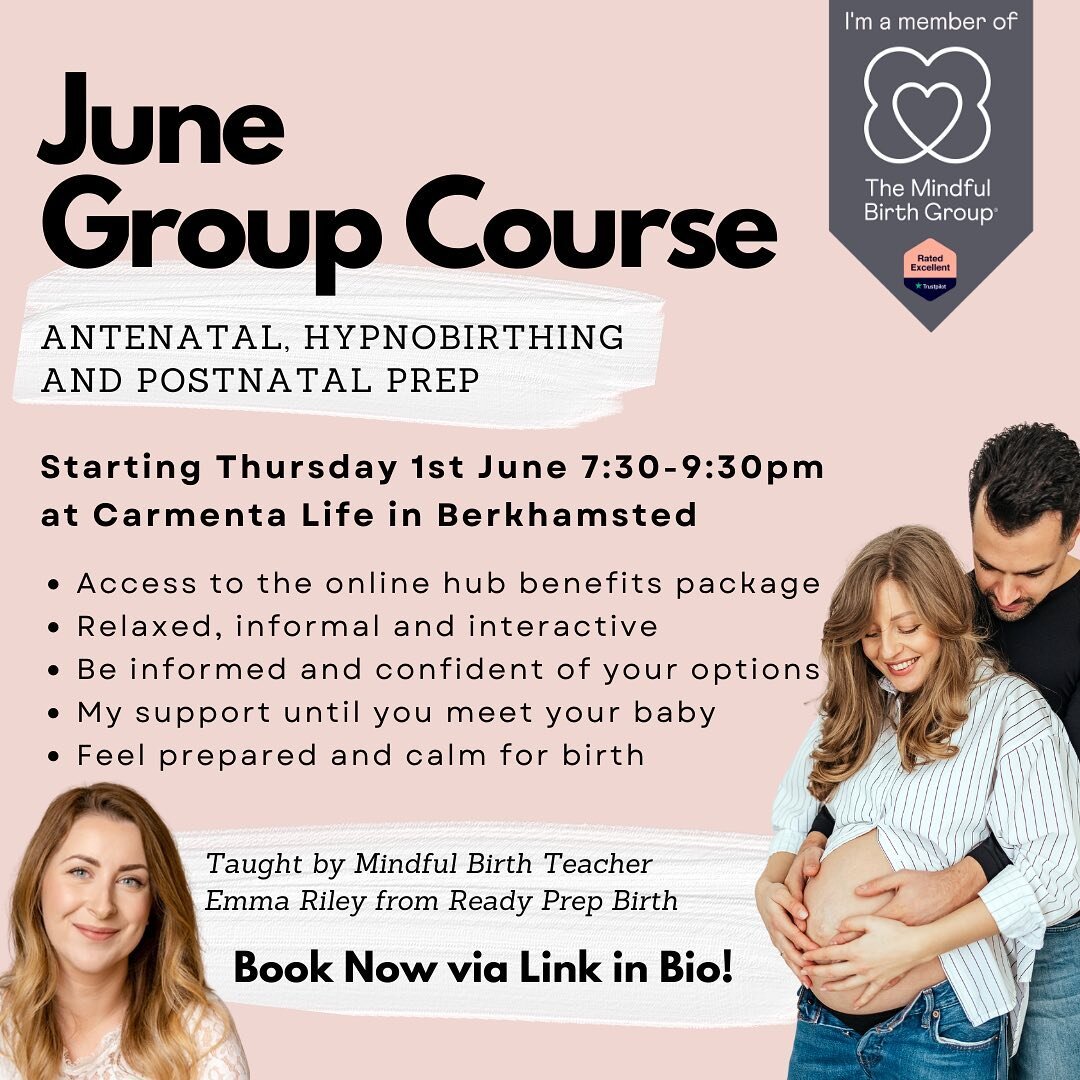 ✨Hertfordshire/Bedfordshire parents to be✨

🤰🏼Is your baby due late summer/autumn time?

This course is perfect for you! 

💛In person with other parents to be
💚8 hours of live interactive learning with me
💖1.5 hour postnatal prep session over zo