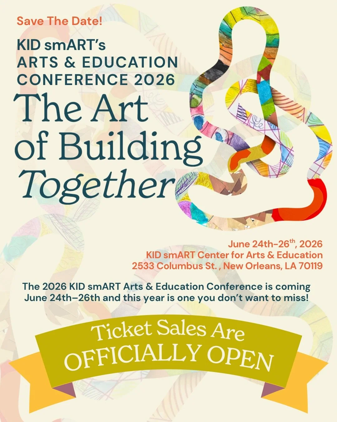 Today feels like an epiphany&mdash;and we&rsquo;re excited to make it official 💫🌟✨

🎟️ Tickets are now [OPEN] for the 2026 KID smART Arts &amp; Education Conference!

Join us June 24&ndash;26, 2026, in New Orleans as we celebrate 27 years of joyfu