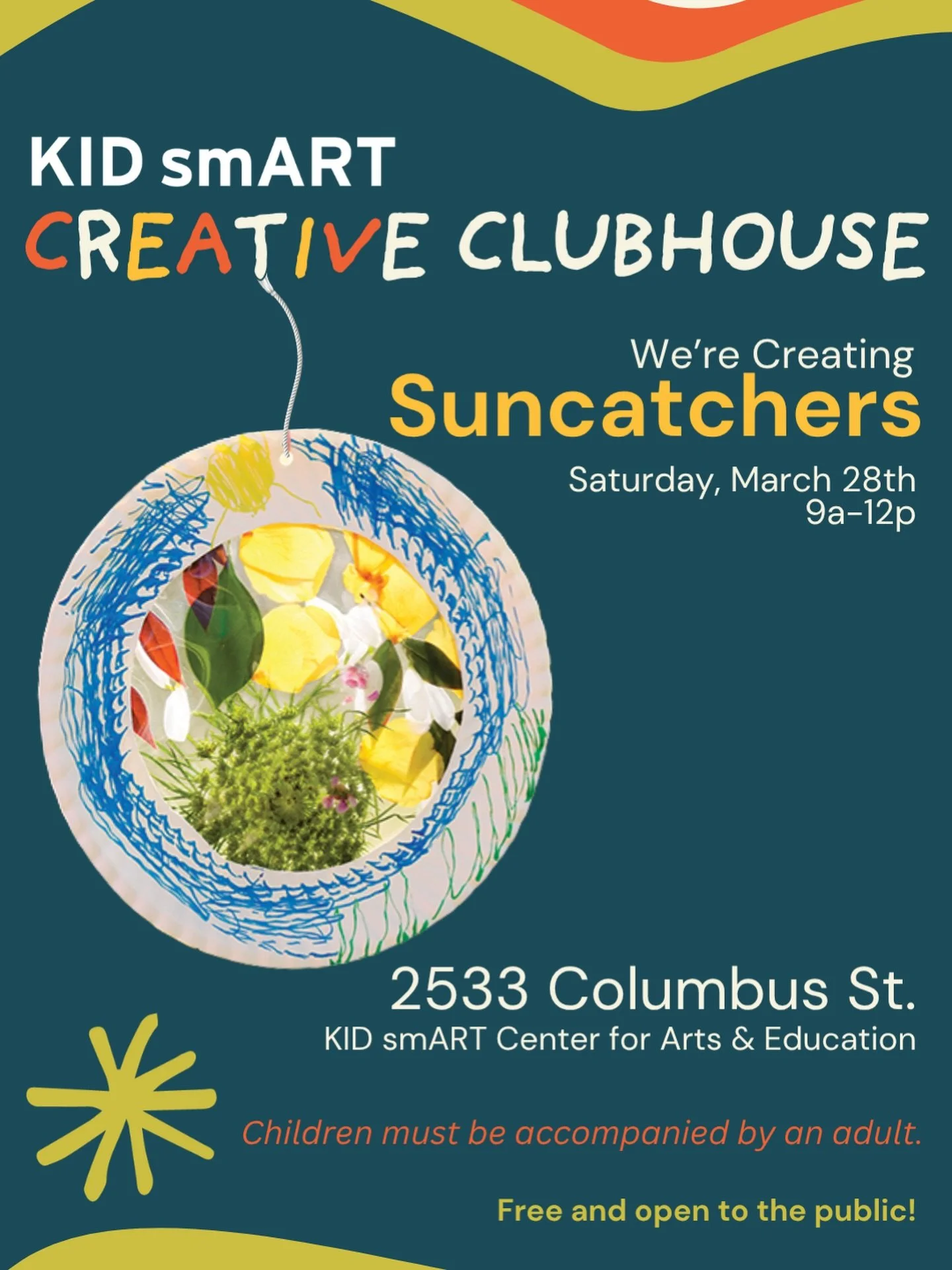 Our Creative Clubhouse is open today from 9a-12p &amp; we&rsquo;re so excited to share it with you! Swing by our center &amp; make a beautiful suncatcher you&rsquo;ll be sure to marvel at for weeks to come☀️