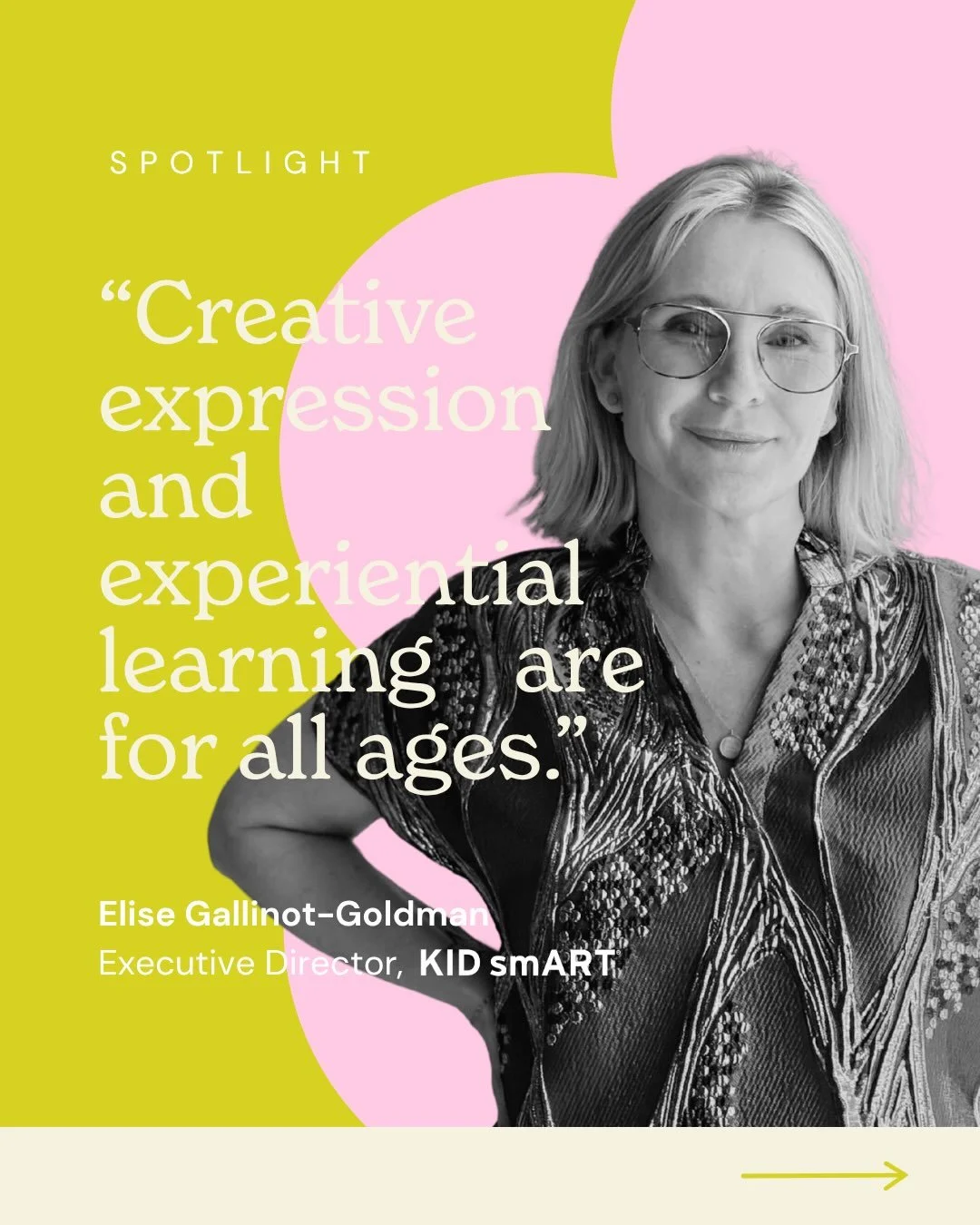 Meet the people behind the work. 💜

This month, we&rsquo;re spotlighting Elise Gallinot Goldman, Executive Director at KID smART, who reflects on why creative expression and experiential learning matter at every age during her class with @allisonjst