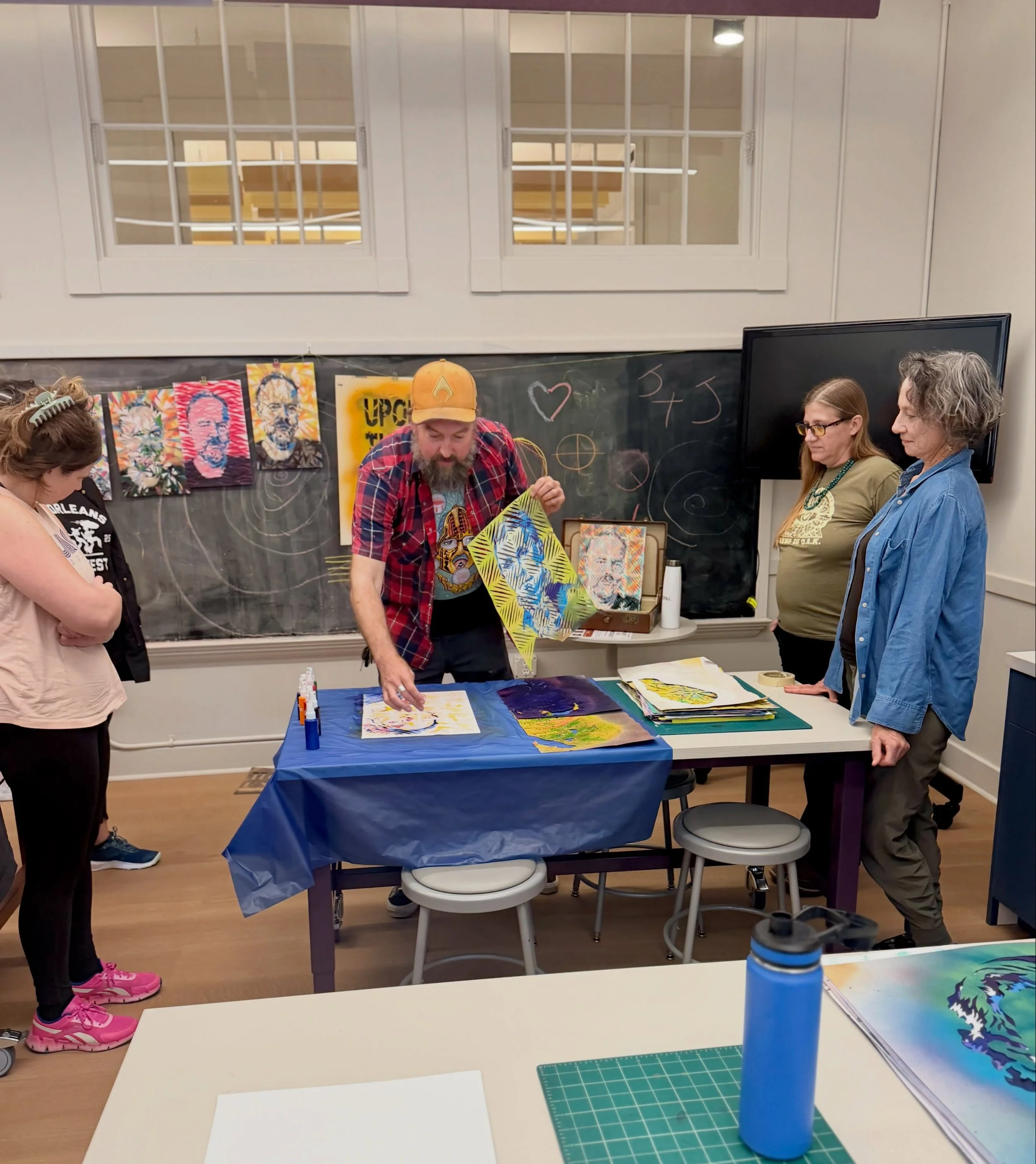 It&rsquo;s session 2 with New Orleans artist @houzenga tonight!! Drop-ins welcome. 😎

In our latest smARTIST in Residence, Brent invites participants to explore stencil making, abstract painting, wearable art, and spray painting while drawing inspir
