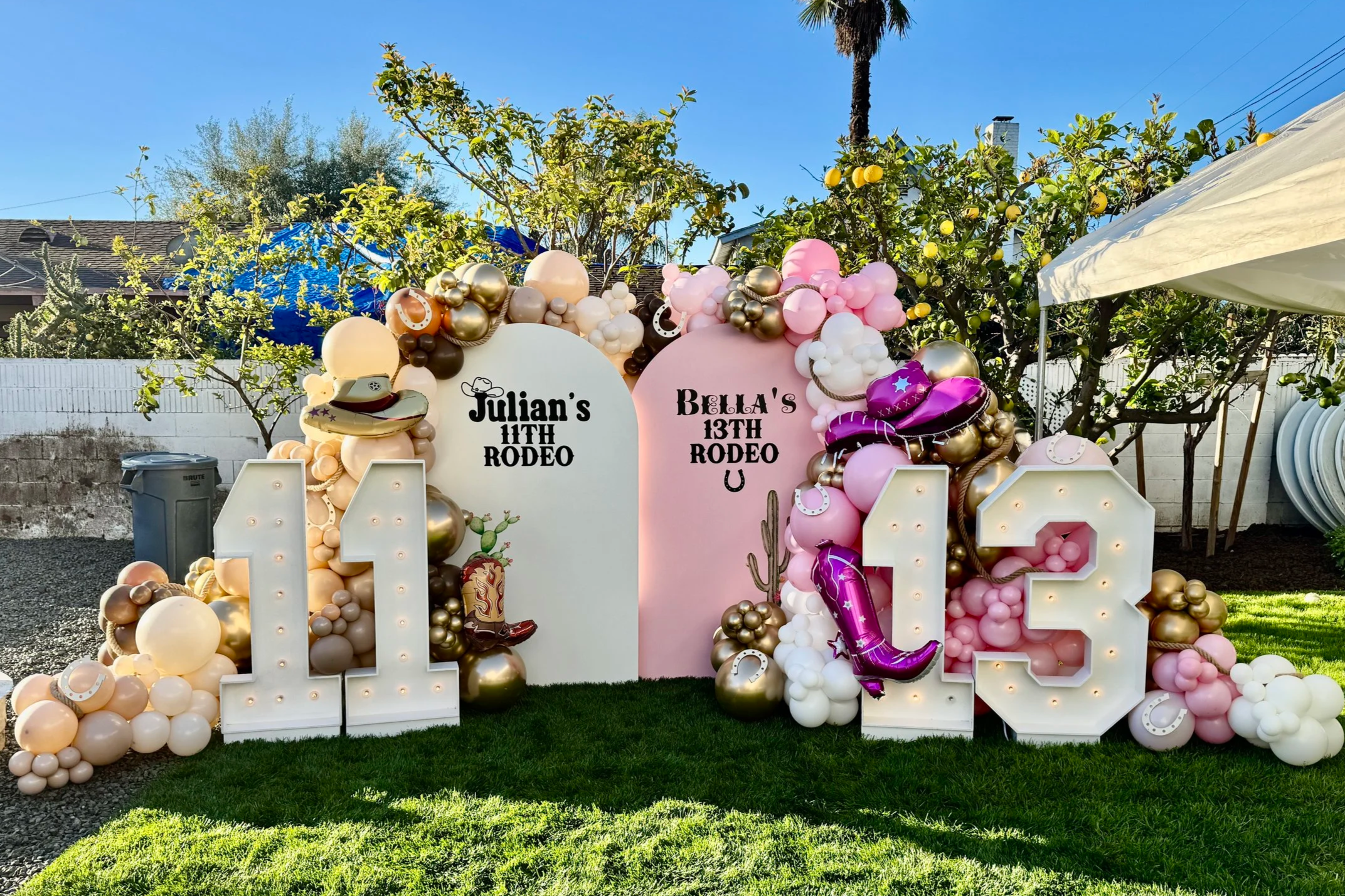 cowboy balloon decor balloon birthday setup with backdrops