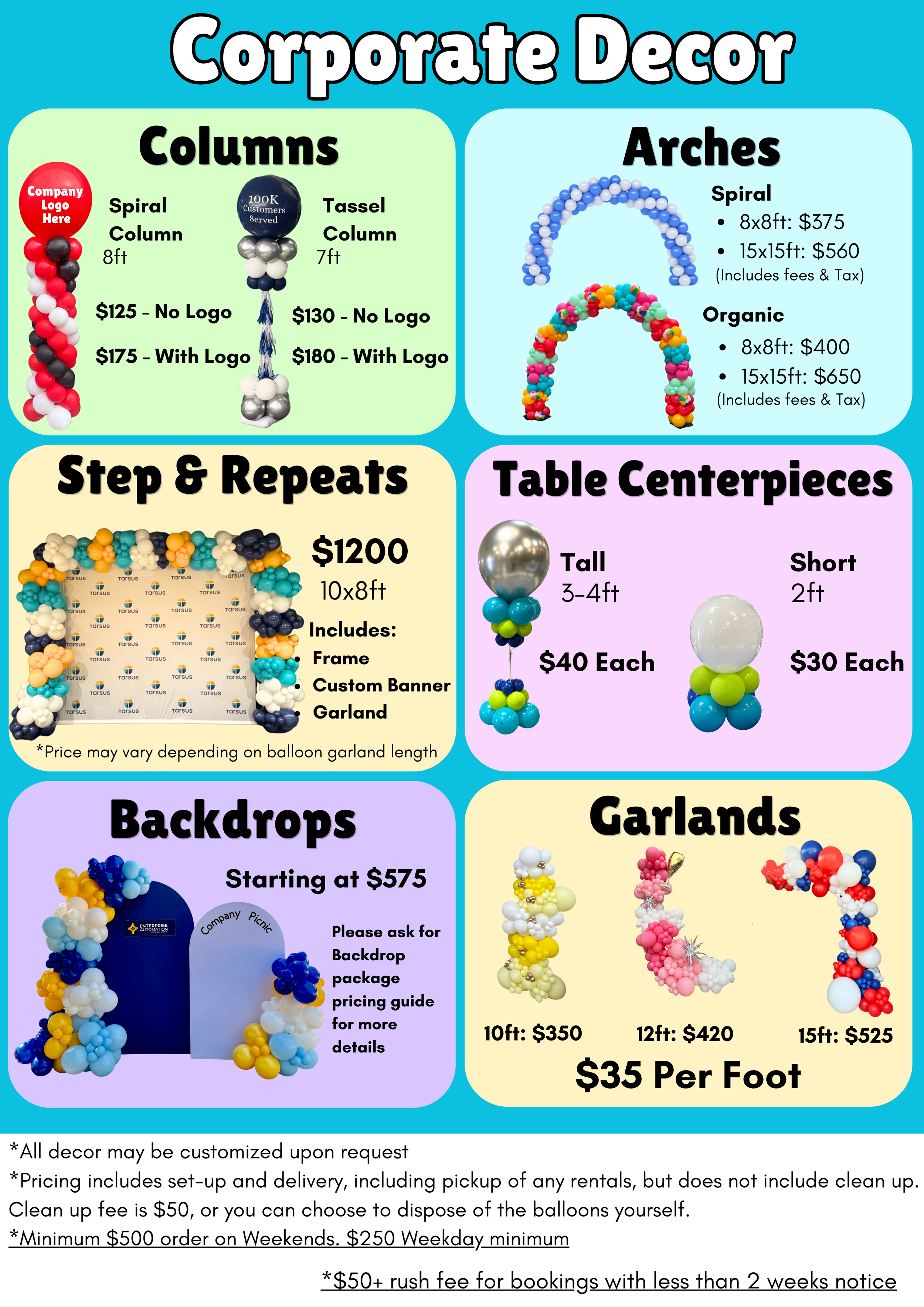 corporate balloon decor balloon arches columns for businesses