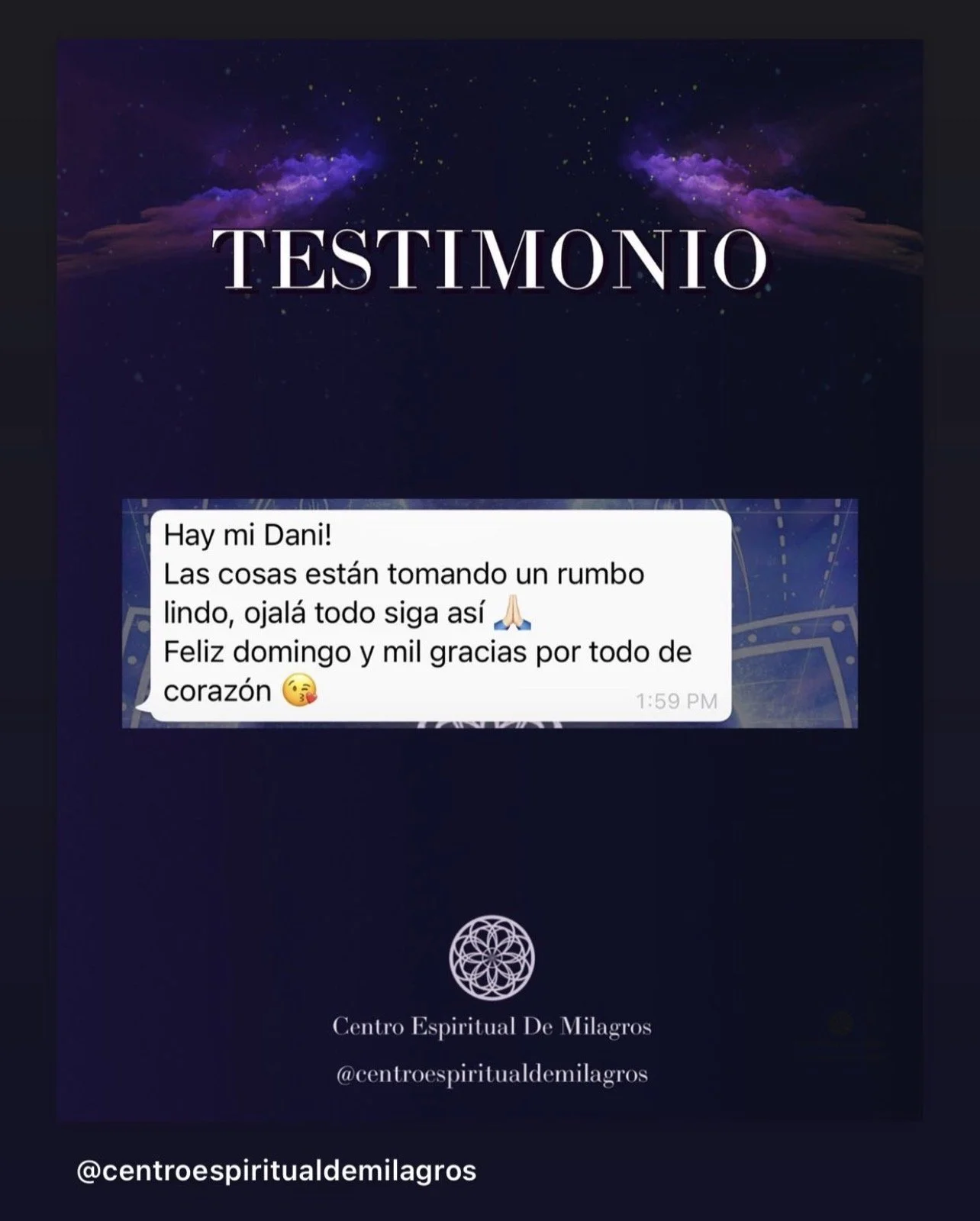 Testimonio por WhatsApp sobre cambios positivos, compartido con autorización.