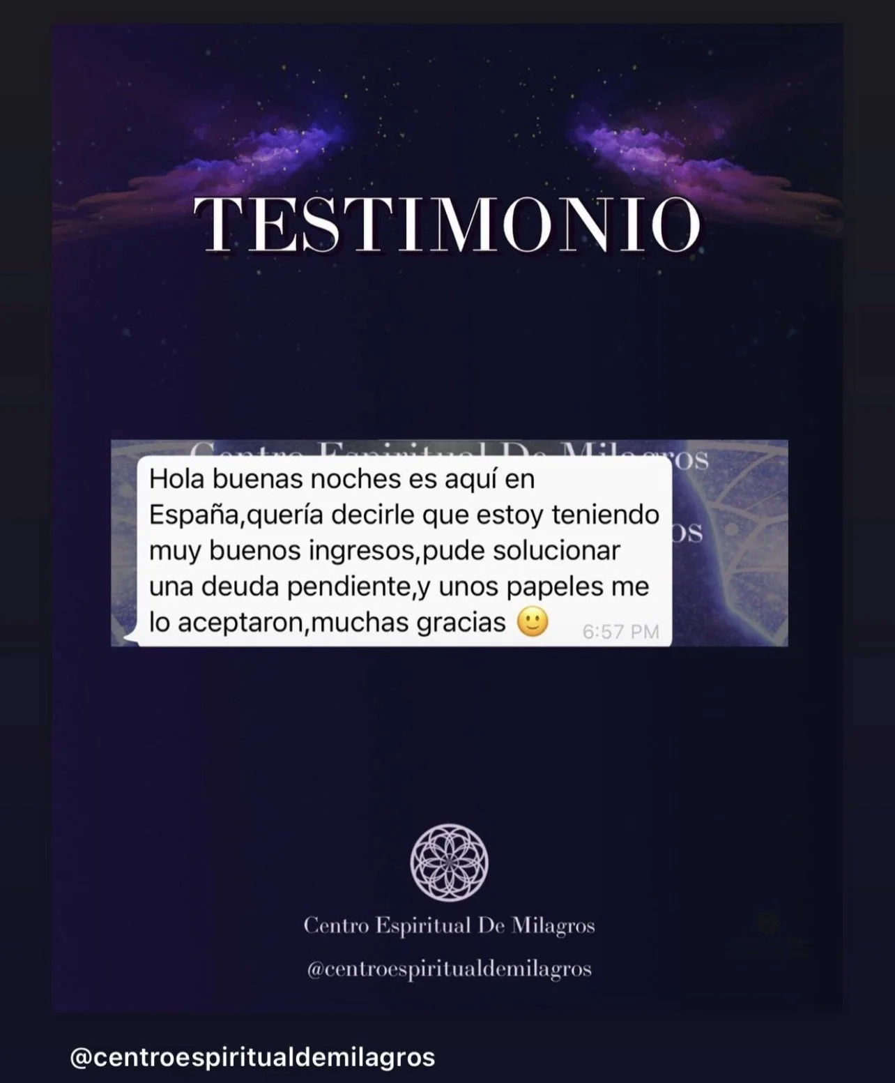 Testimonio por WhatsApp sobre ingresos y resolución de una deuda, compartido con autorización.