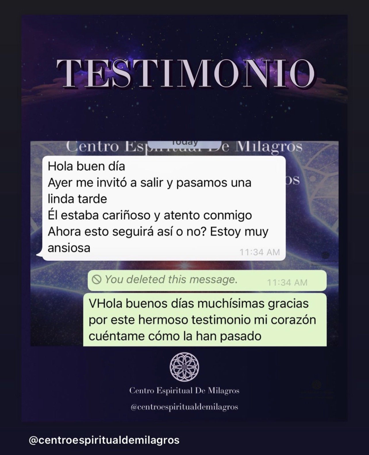 Testimonio por WhatsApp sobre un encuentro sentimental, compartido con autorización.