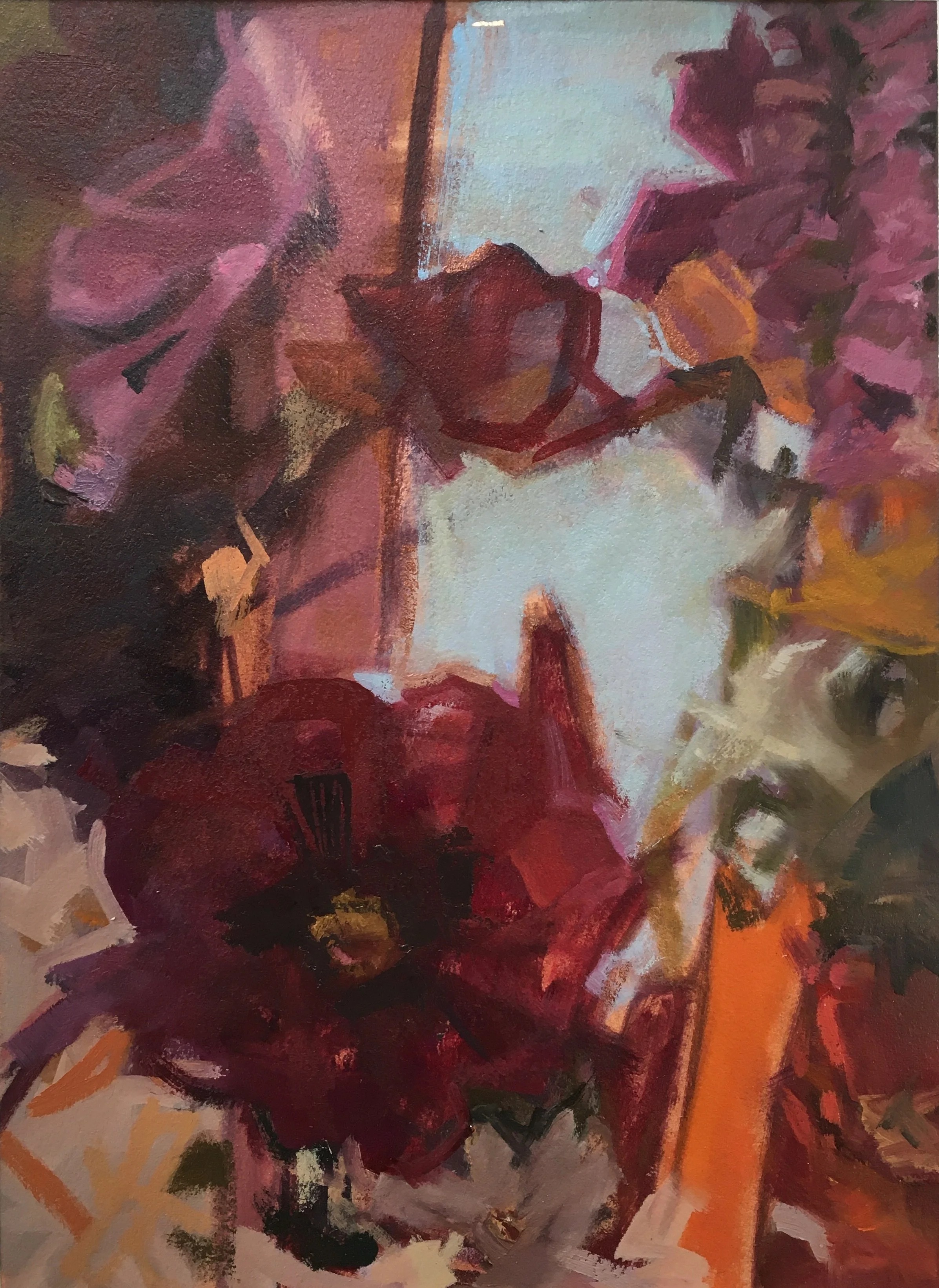  Hidden Light  11 x 8.5 inches Oil on Paper w Rose Gold Leaf