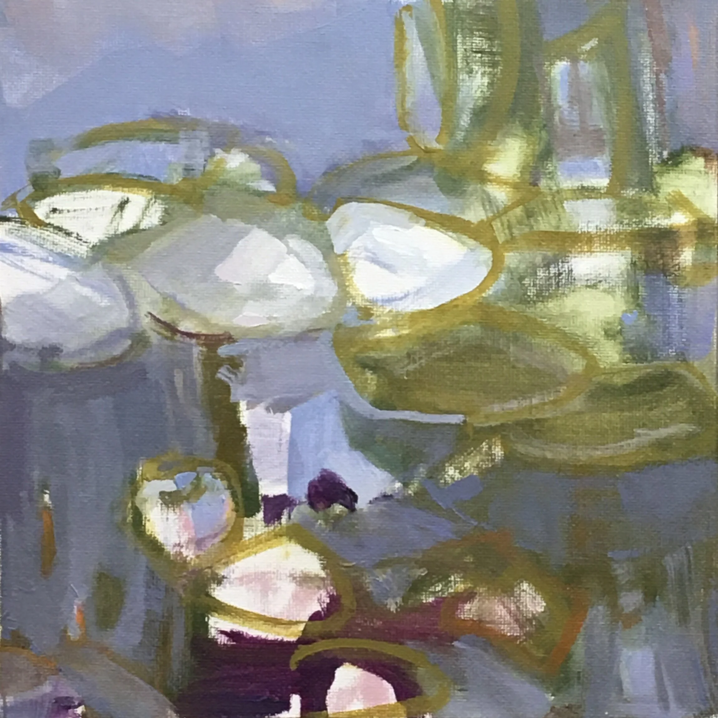  Shimmering Pond  8 x 8 inches Oil on Paper 