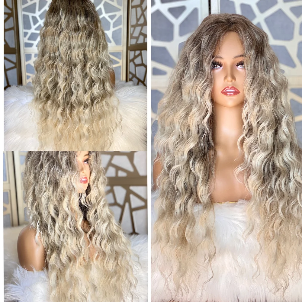 Long Curly Mixed Blonde Wig, Ash Blonde Loose Wave Hair Glueless Heat  Resistant Synthetic Fiber Wavy Wig for Daily Natural looking for Women / 24  inches — Nelly's Accessories
