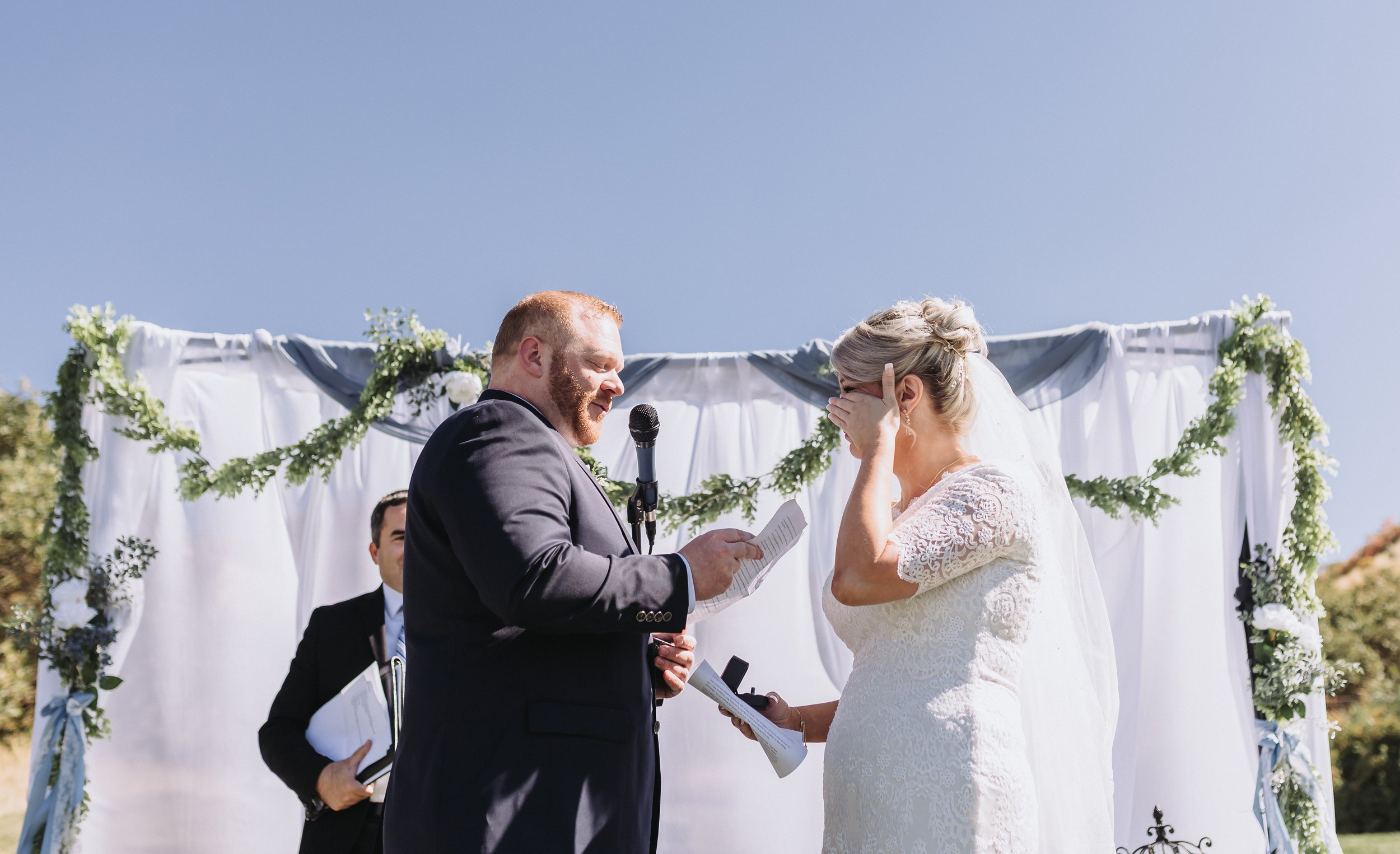 Bride crying at the alter