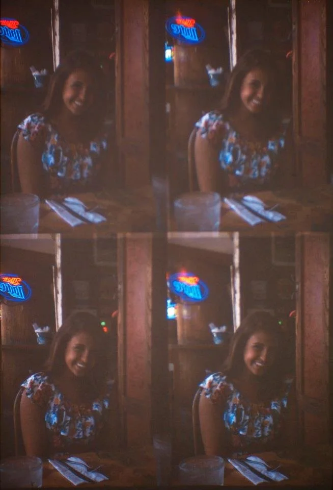 Four images of woman smiling