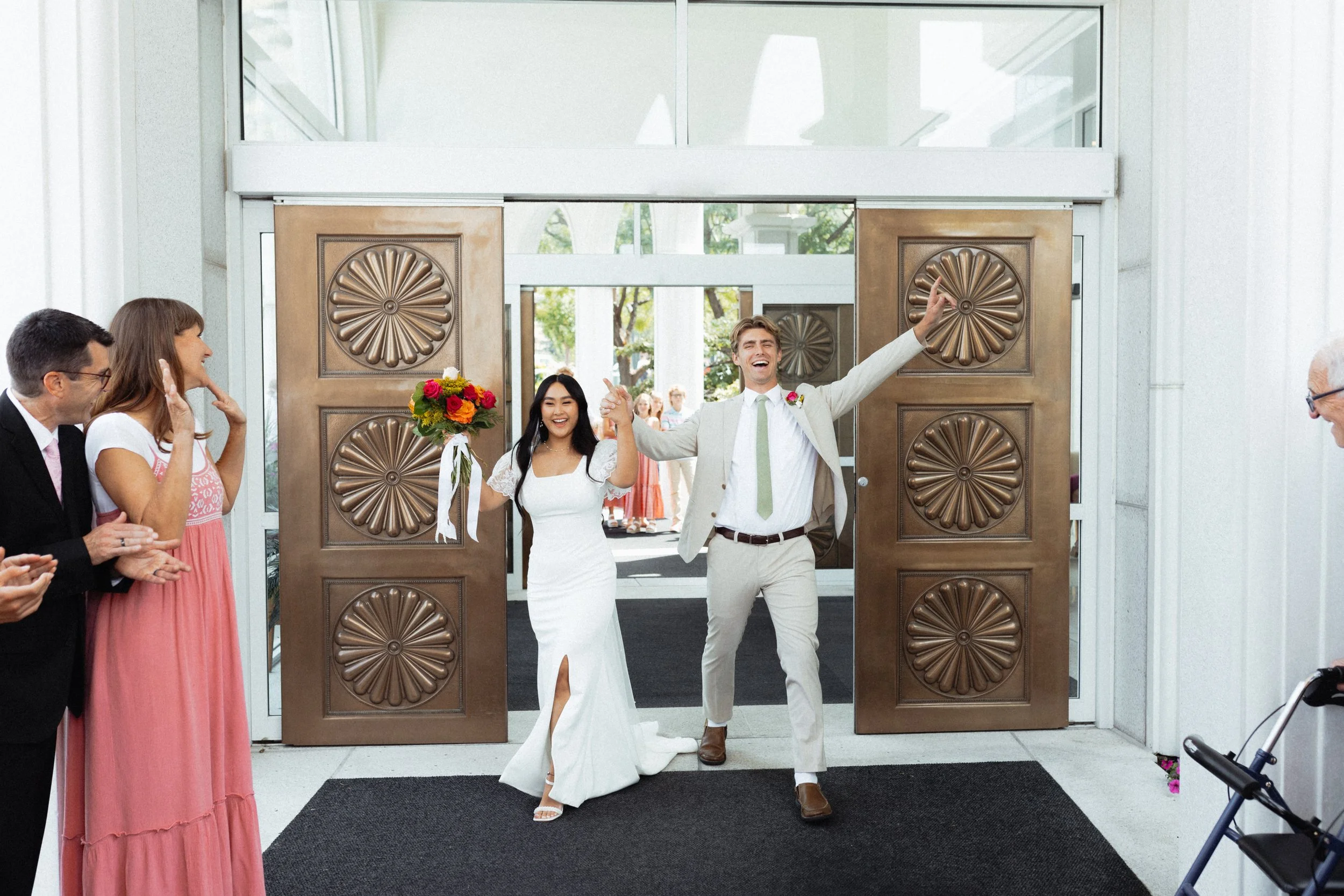Jade and Taylor exiting the bountiful temple