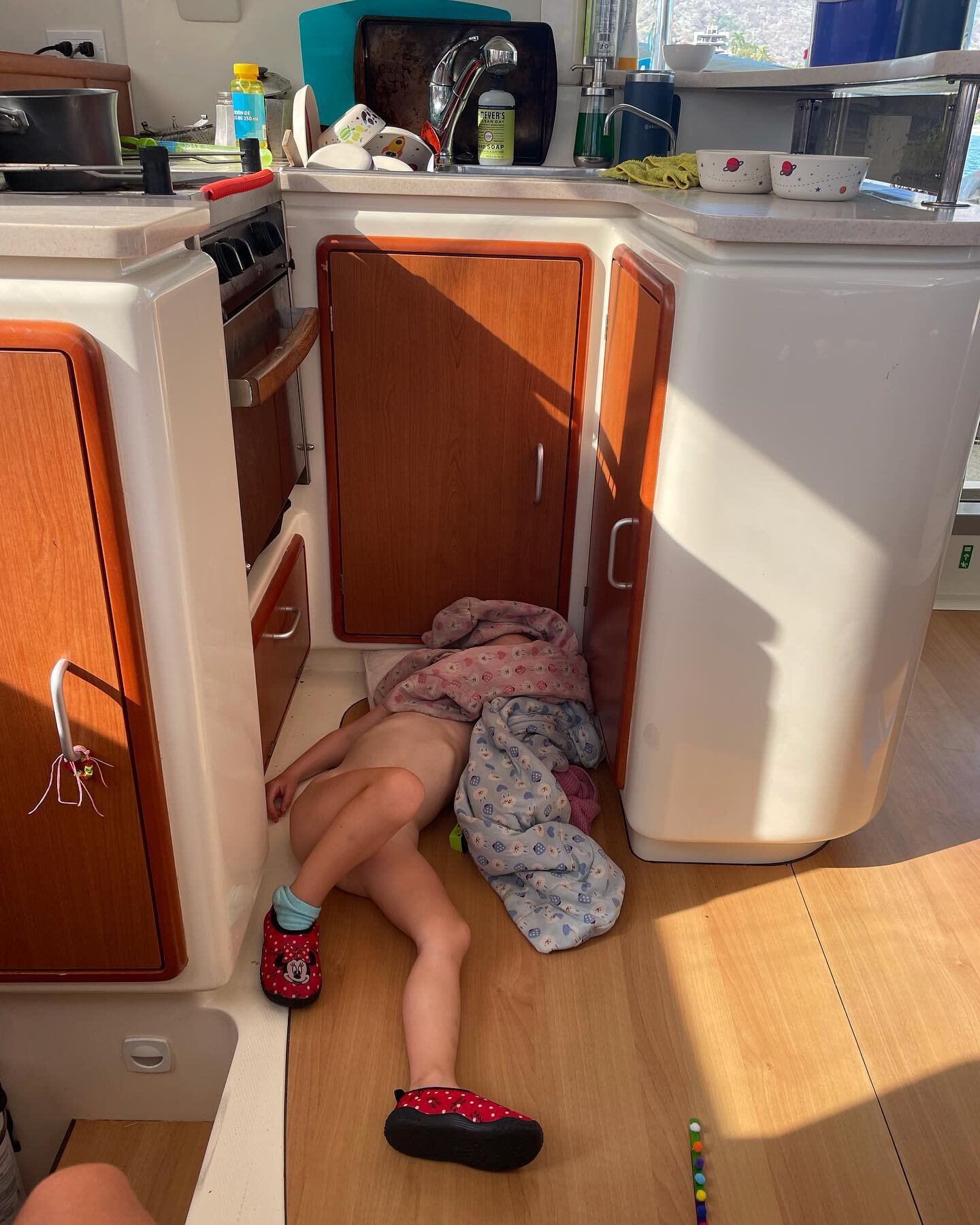 Some days it&rsquo;s a &lsquo;fall asleep in the kitchen while only wearing one sock and your water shoes&rsquo; kind of day 😂