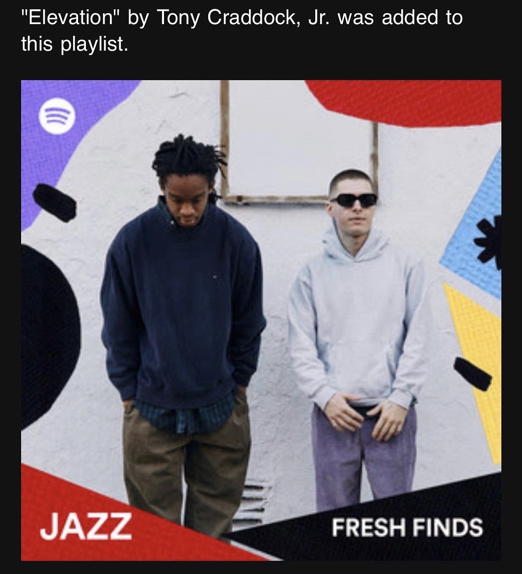 New single “Elevation” added to Spotify's "Fresh Finds Jazz" editorial playlist