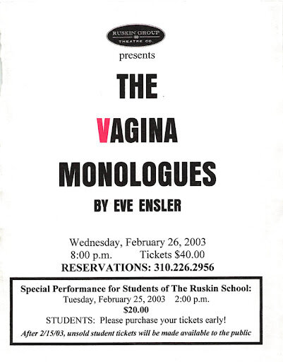 The Vagina Monologues Playbill