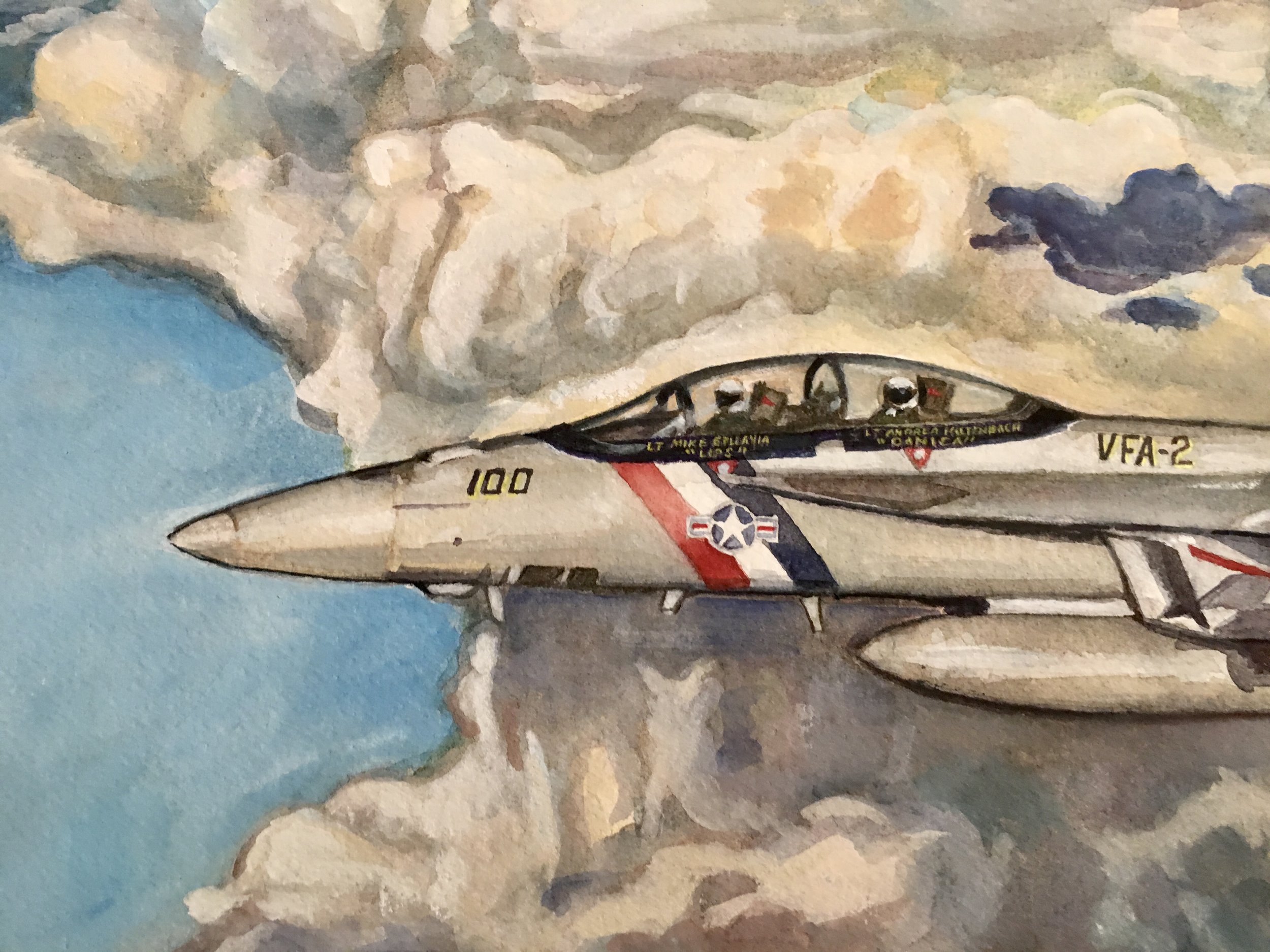 F/A-18 VFA-2 "Bullets" Detail 1. 12"x18". Watercolor. 2019. 