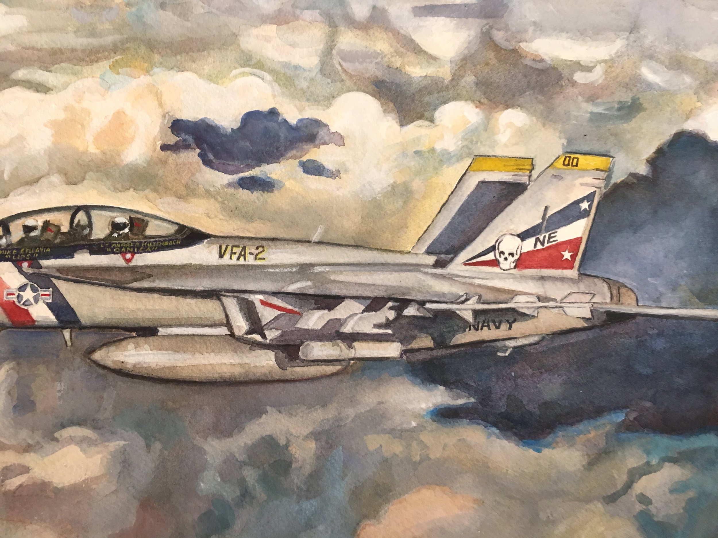 F/A-18 VFA-2 "Bullets" Detail 2, 12"x18". Watercolor. 2019. 