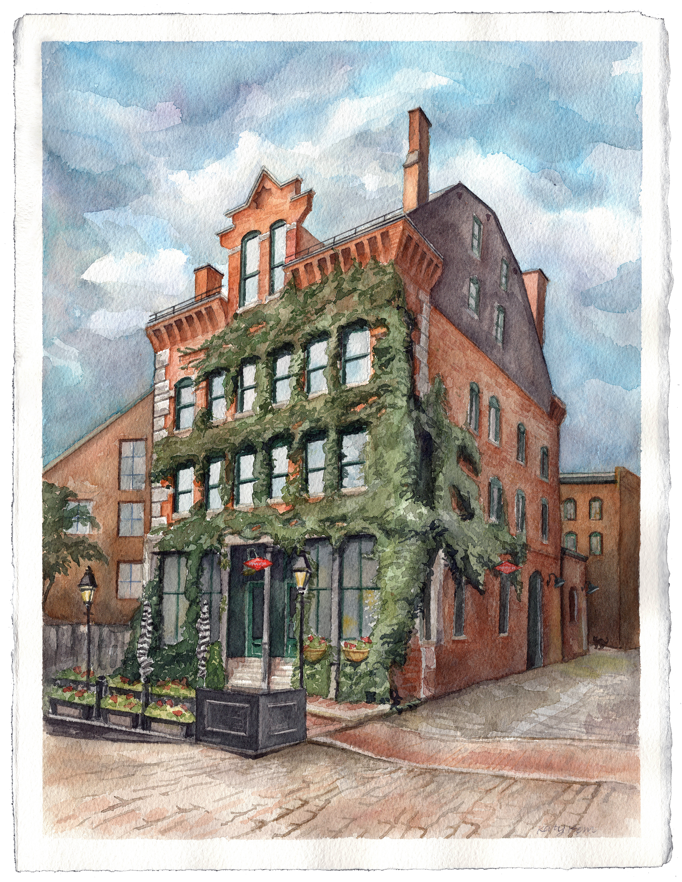 No. 10 Dana Street, Portland ME. Watercolor on paper, 12"x16", 2023. 