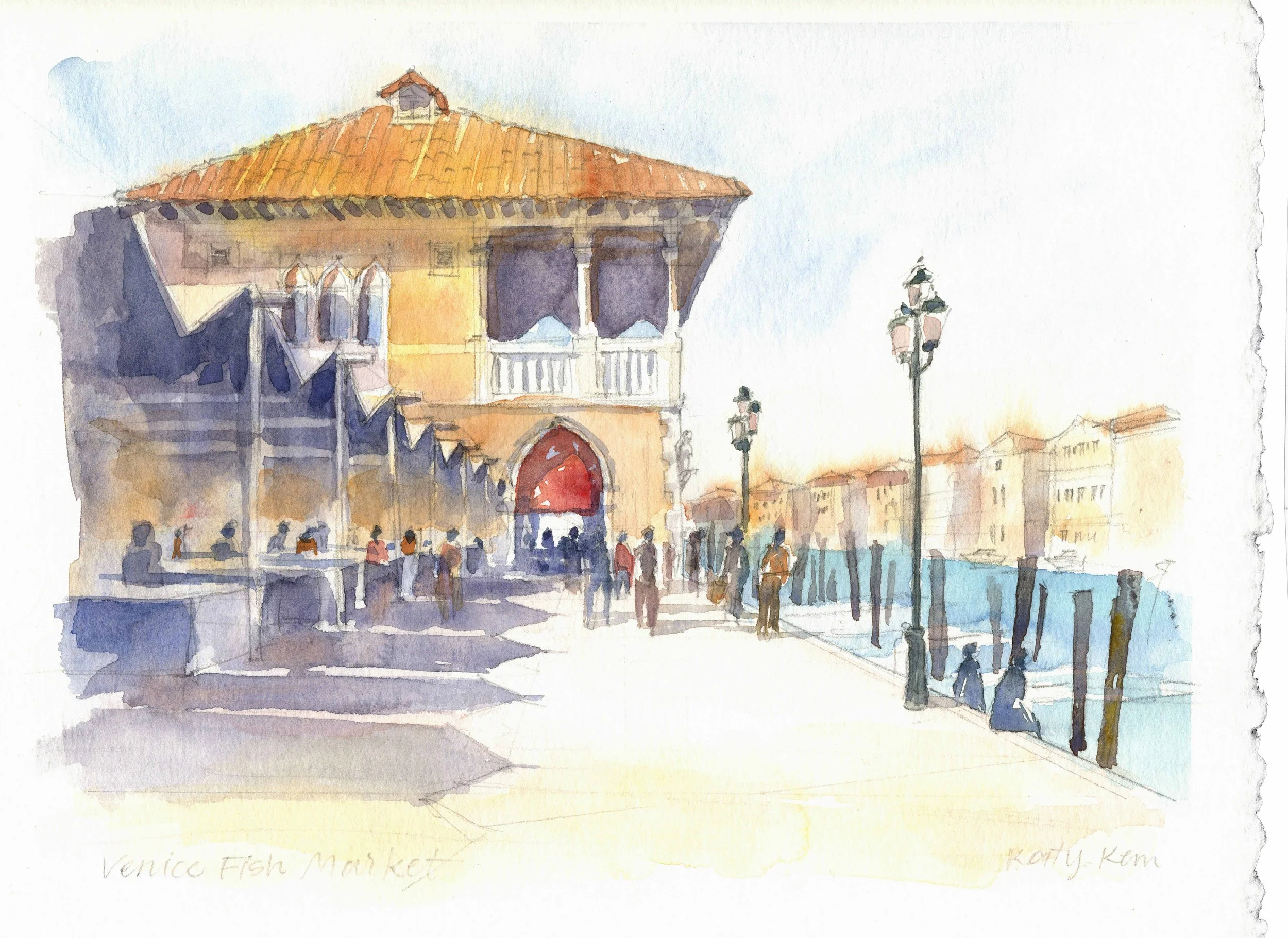 Perspective Course, watercolor on paper, 8"x10", 2023. 