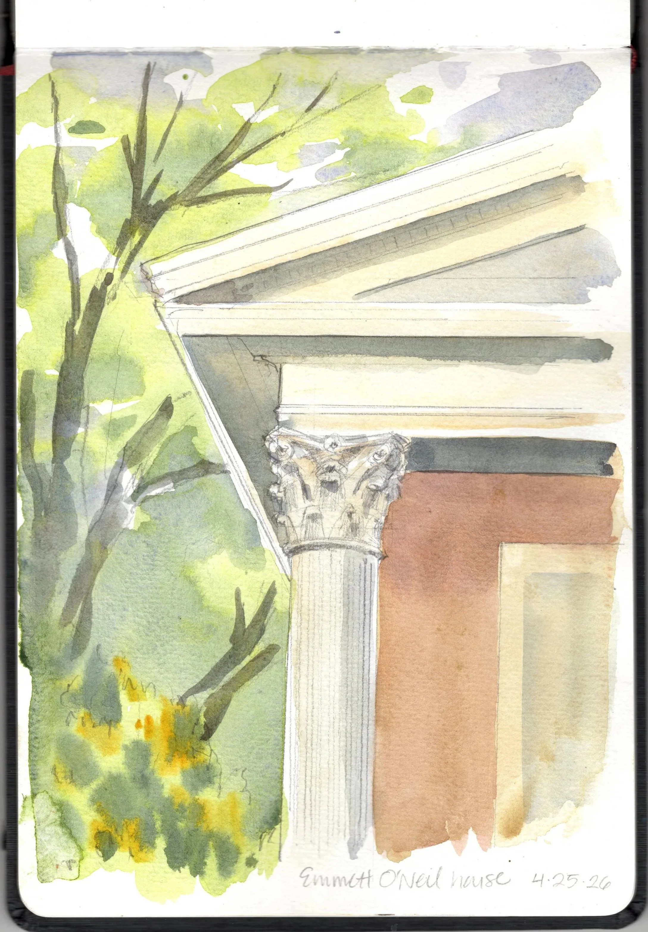 Emmett O'Neil House, Birmingham, AL. Sketched onsite (20 minutes) with ICAA. 4-25-26. 