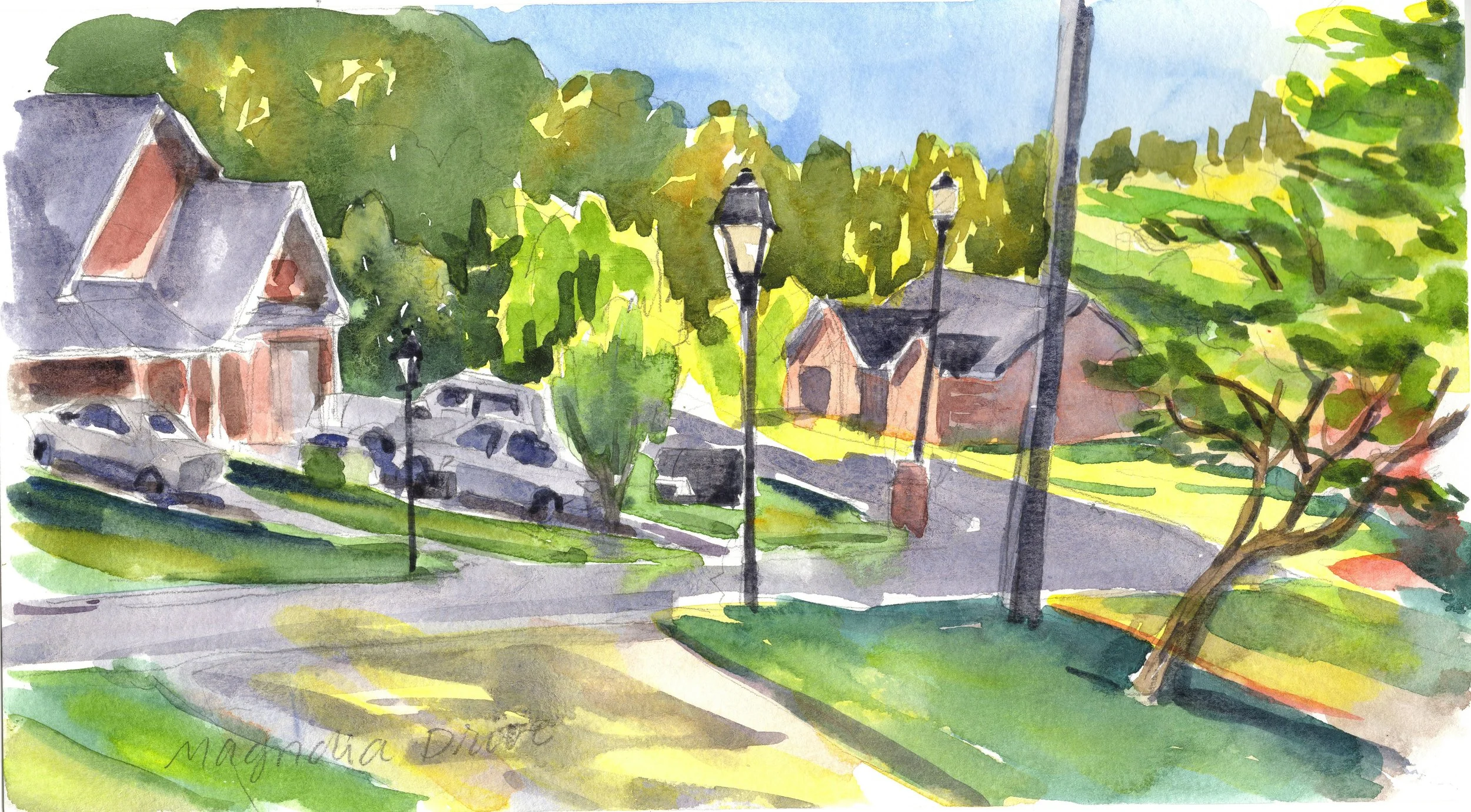 Magnolia Drive in April, 7"x12",  2026