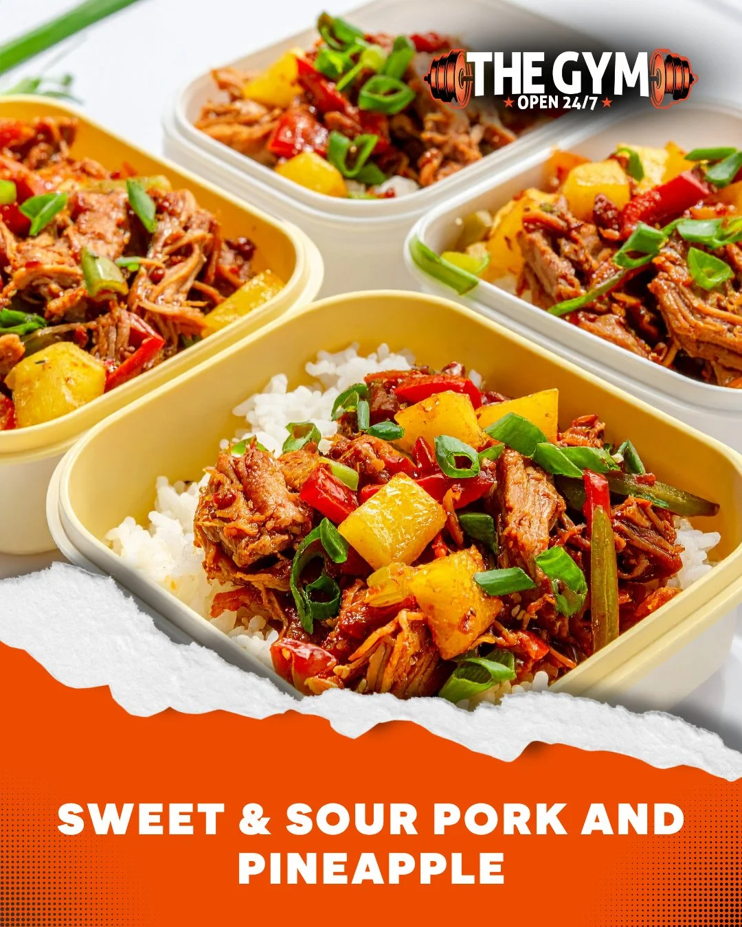 🍴 Sweet &amp; Sour Pork and Pineapple 🍴⁠
⁠
Serves: 4⁠
Prep: 10 mins⁠
⁠
What you need:⁠
🔹 500g SunRice Microwave Jasmine Rice Cups (4 &times; 125g cups)⁠
🔹 5mL Moro Light Olive Oil⁠
🔹 250g Green Capsicum, sliced into strips⁠
🔹 400g Primo Pulled 