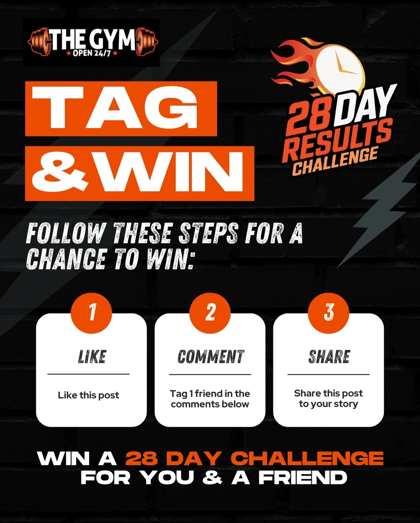 π¨ TAG & WIN: 28 DAY RESULTS CHALLENGE GIVEAWAY! π¨
Want to kick off November with your training buddy by your side and your entry completely covered? π
We’re giving ONE lucky duo FREE ENTRY into our 28 Day Results Challenge πͺ
Here&rsq