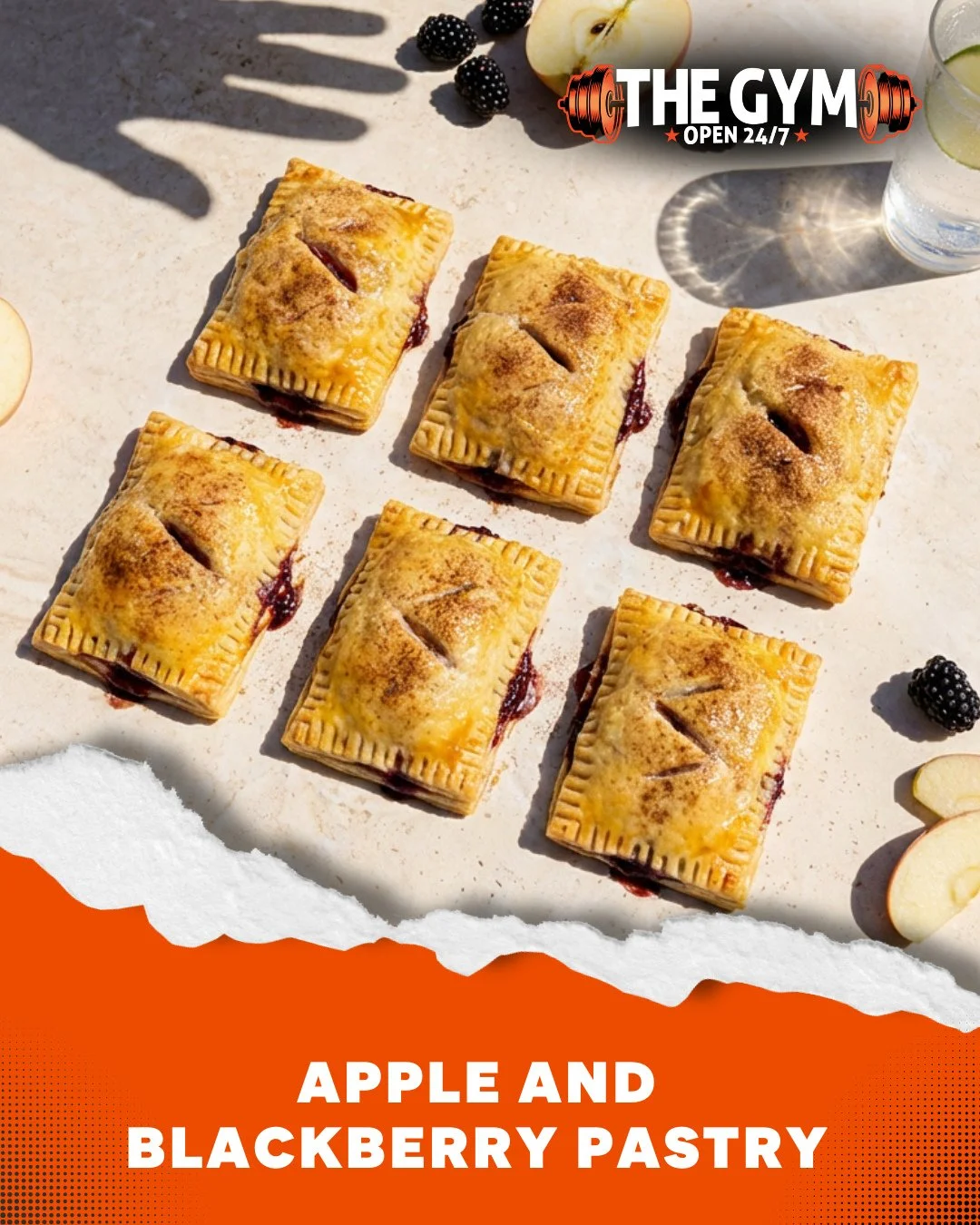 🍴 Apple and Blackberry Pastry 🍴⁠
⁠
Serves: 6⁠
Prep: 8 mins⁠
⁠
What you need:⁠
⁠
🔹 54g Pampas light puff pastry (approx. 1 sheet), defrosted⁠
🔹 30g Beerenberg blackberry jam⁠
🔹 60g Woolworths apple slices pie fruit⁠
🔹 2.5g cinnamon⁠
🔹 50g egg (