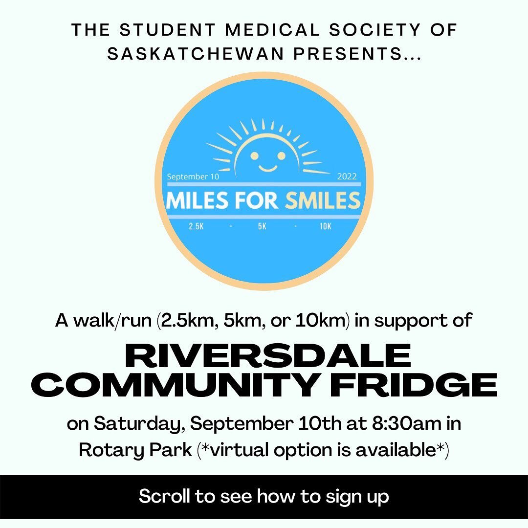 Registration for @usask.smss @miles4smiles.smss is open!!! Come on out and participate, we&rsquo;d love to see you there! We sure think it&rsquo;s for a pretty good cause 😉