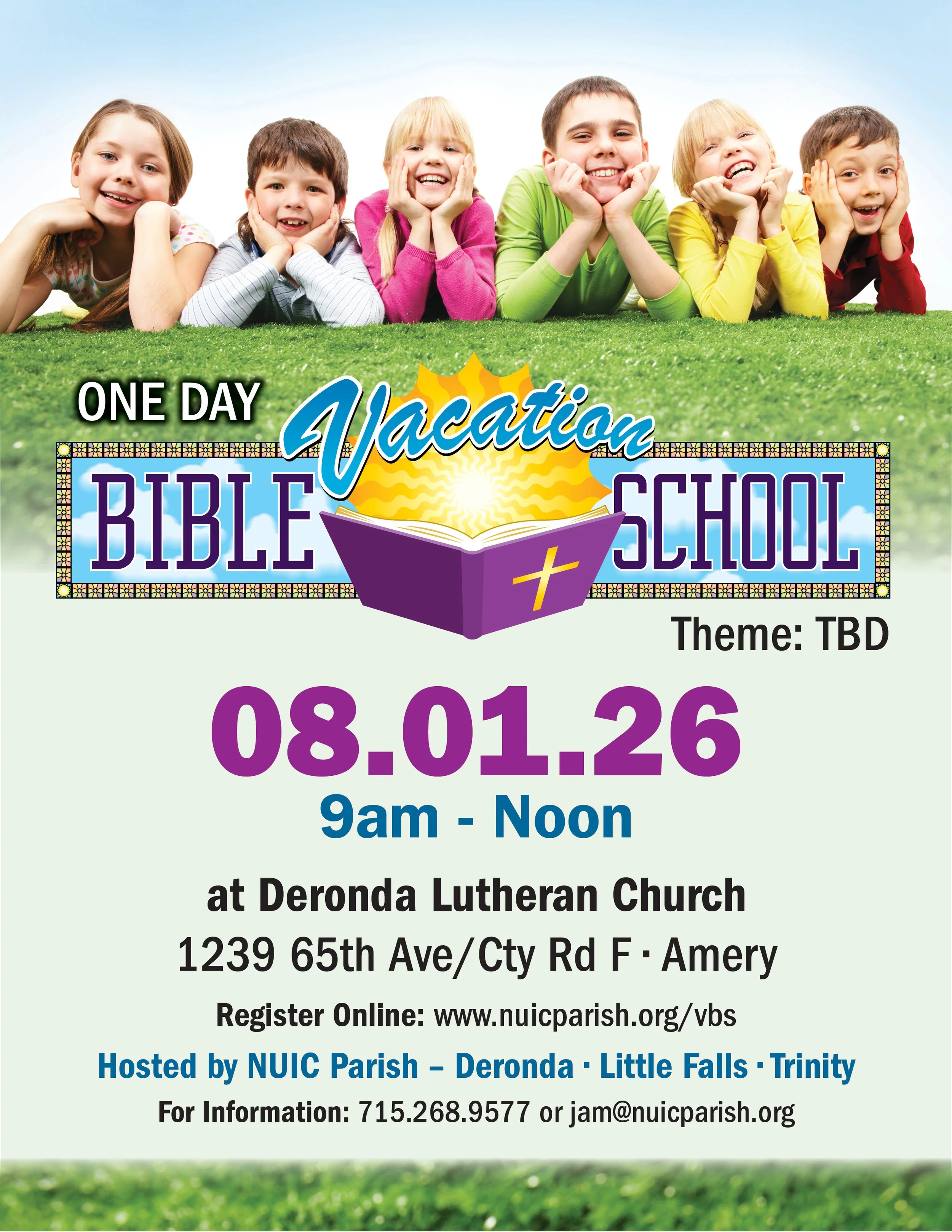One Day Vacation Bible School, August 1st, 2026 9AM-12PM at Deronda Lutheran Church
